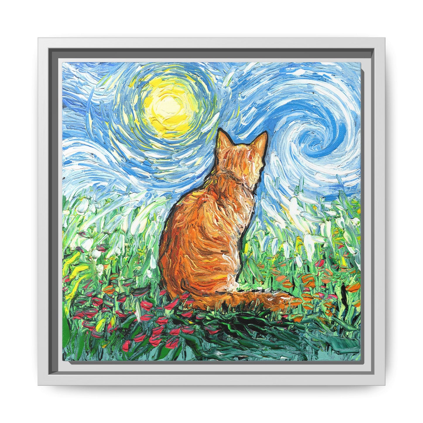 "Starry Morning" Framed Canvas Wall Art