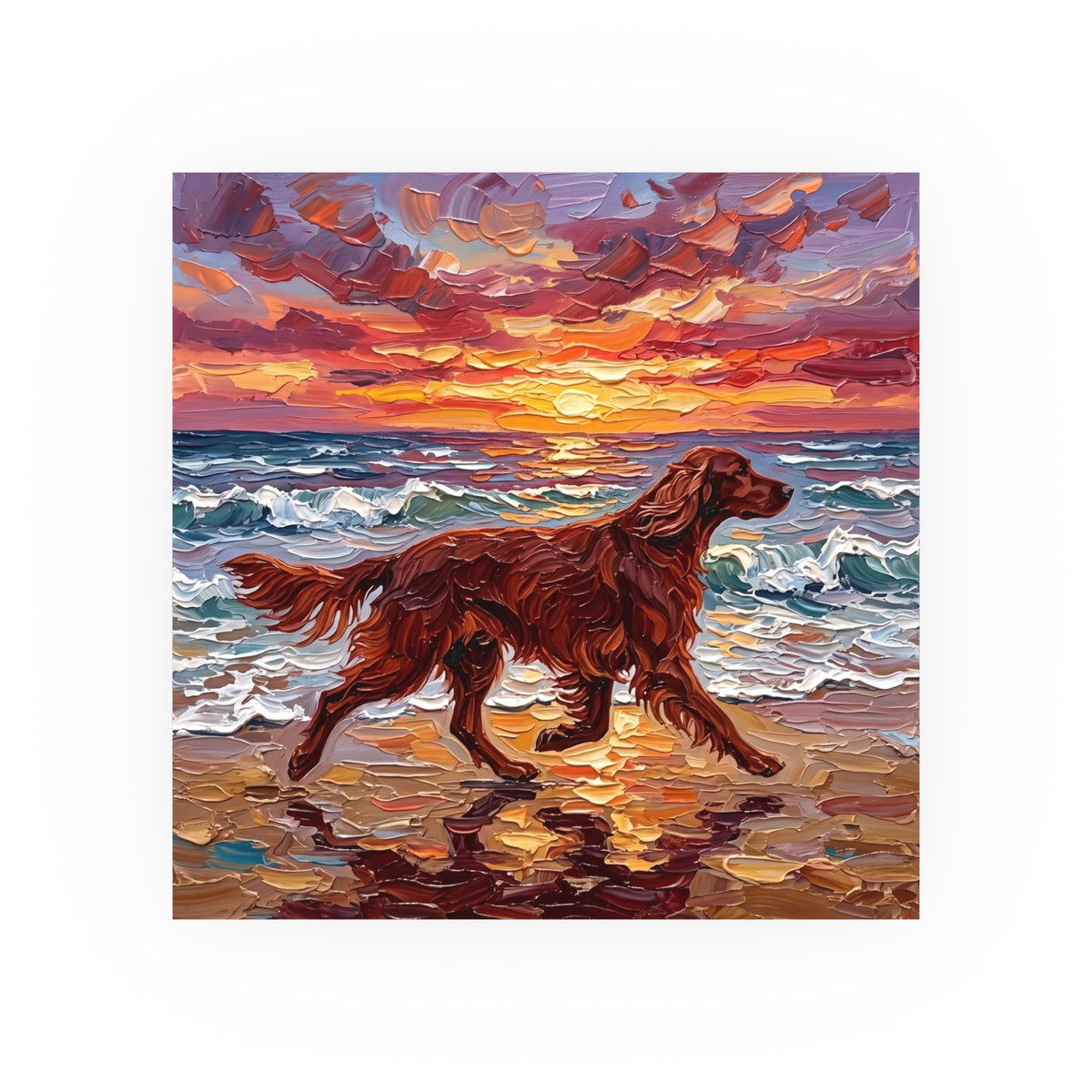 "Beach Day - Irish Setter" Wall Art Paper Print