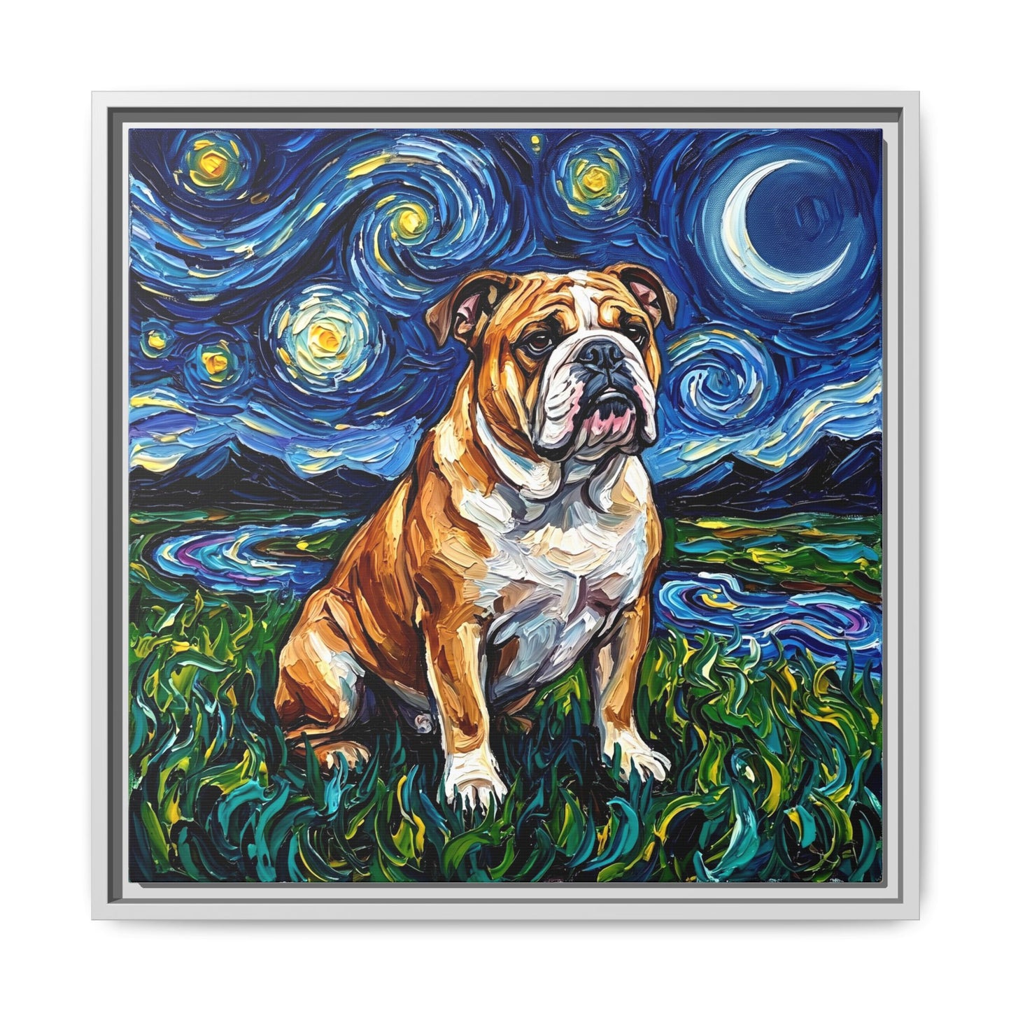 "Bulldog Night" Framed Canvas Wall Art