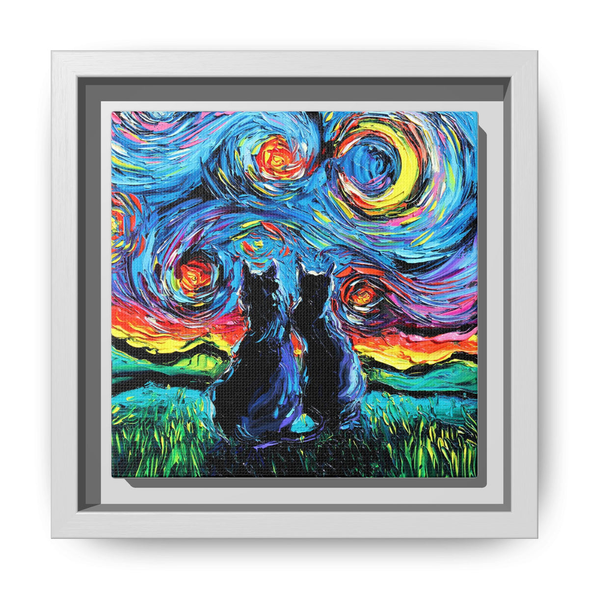 "van Gogh's Cats" Framed Canvas Wall Art