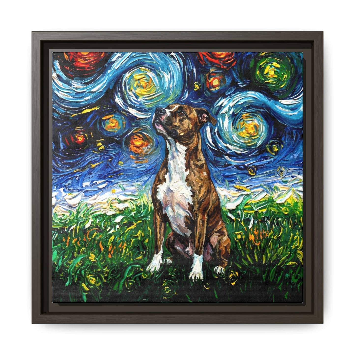 "Brindle Staffordshire Night" Framed Canvas Wall Art
