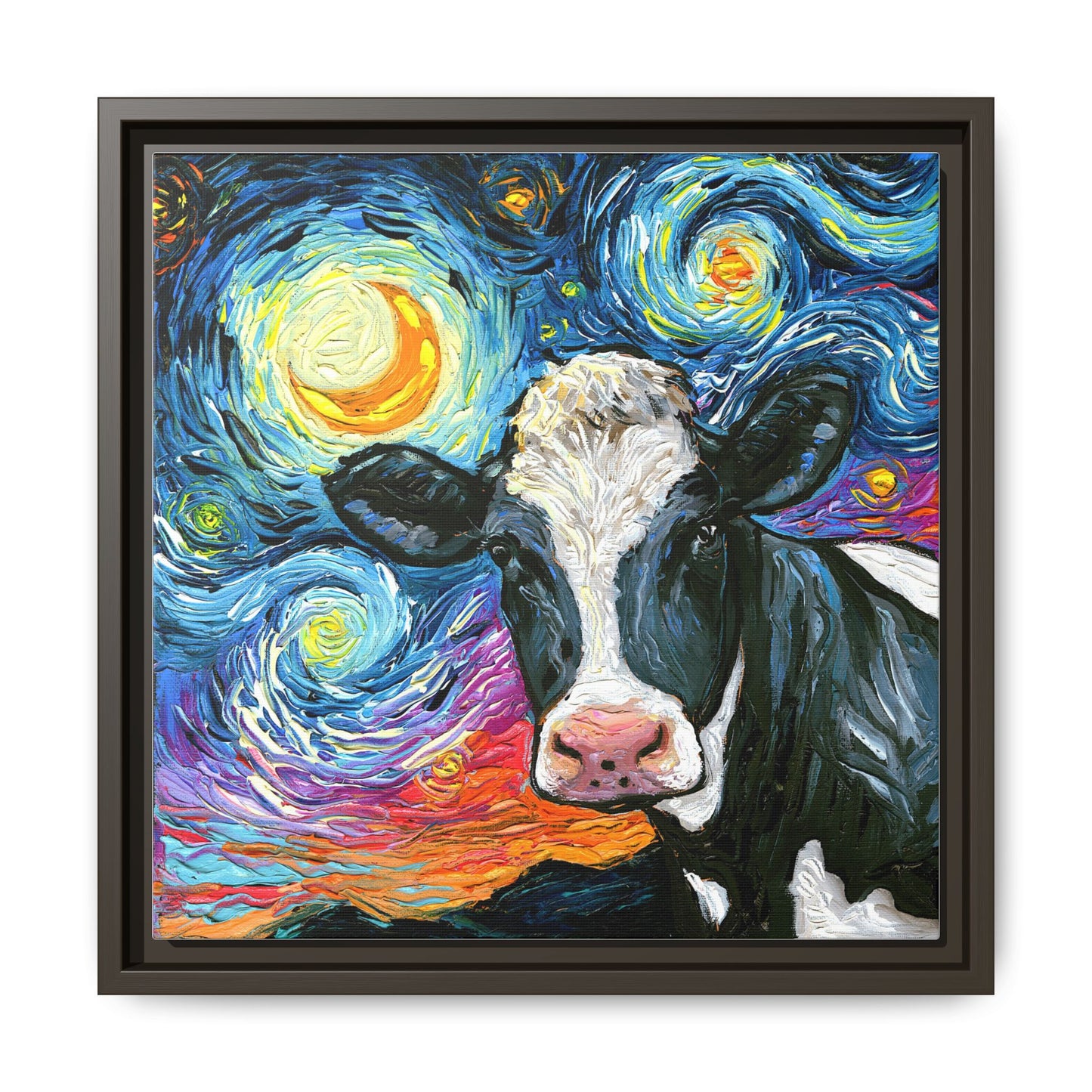 "Holstein Night" Framed Canvas Wall Art