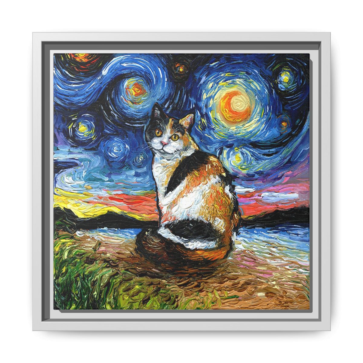 "Calico Night" Framed Canvas Wall Art