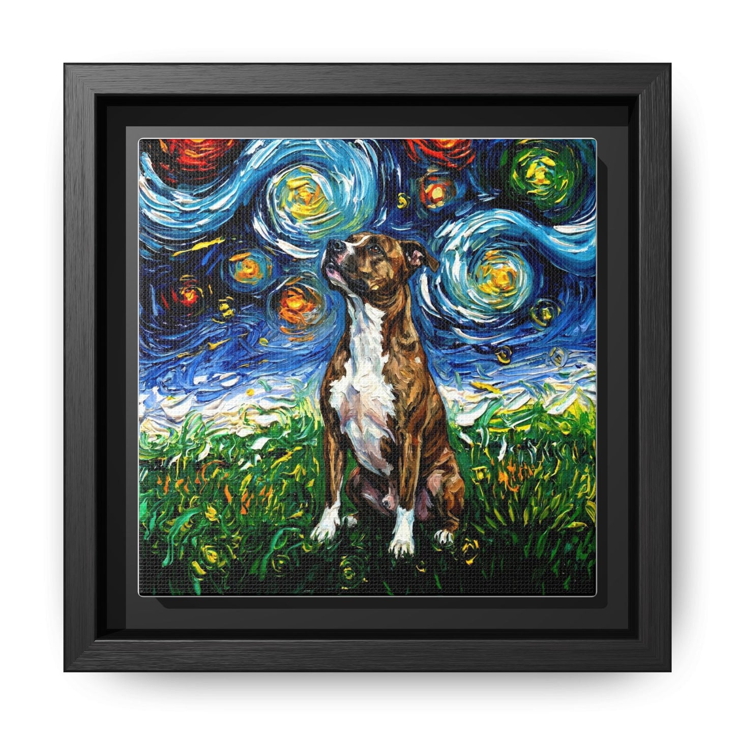 "Brindle Staffordshire Night" Framed Canvas Wall Art