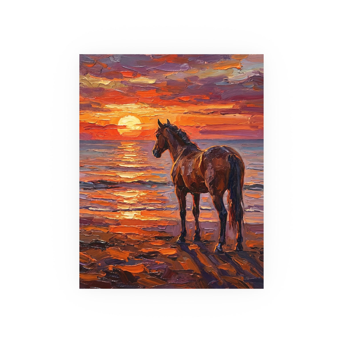 "Beach Sunset - Chocolate Mare" Wall Art Paper Print