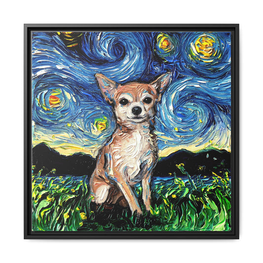 "Chihuahua Night" Framed Canvas Wall Art