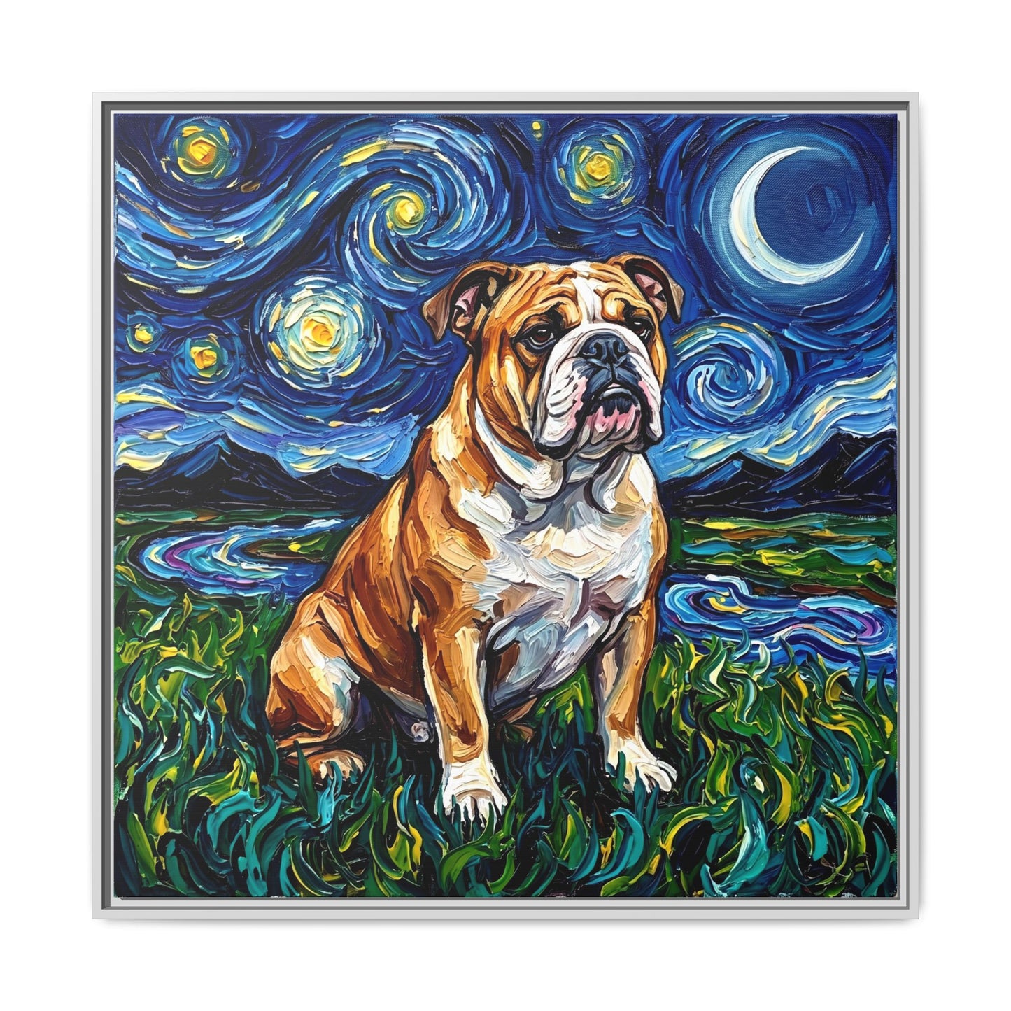 "Bulldog Night" Framed Canvas Wall Art