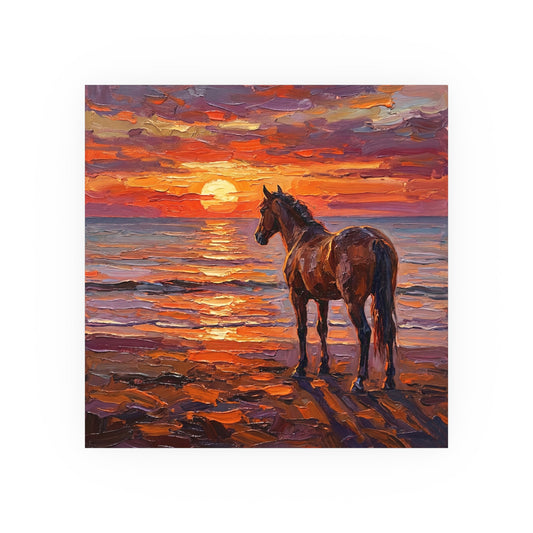 "Beach Sunset - Chocolate Mare" Wall Art Paper Print