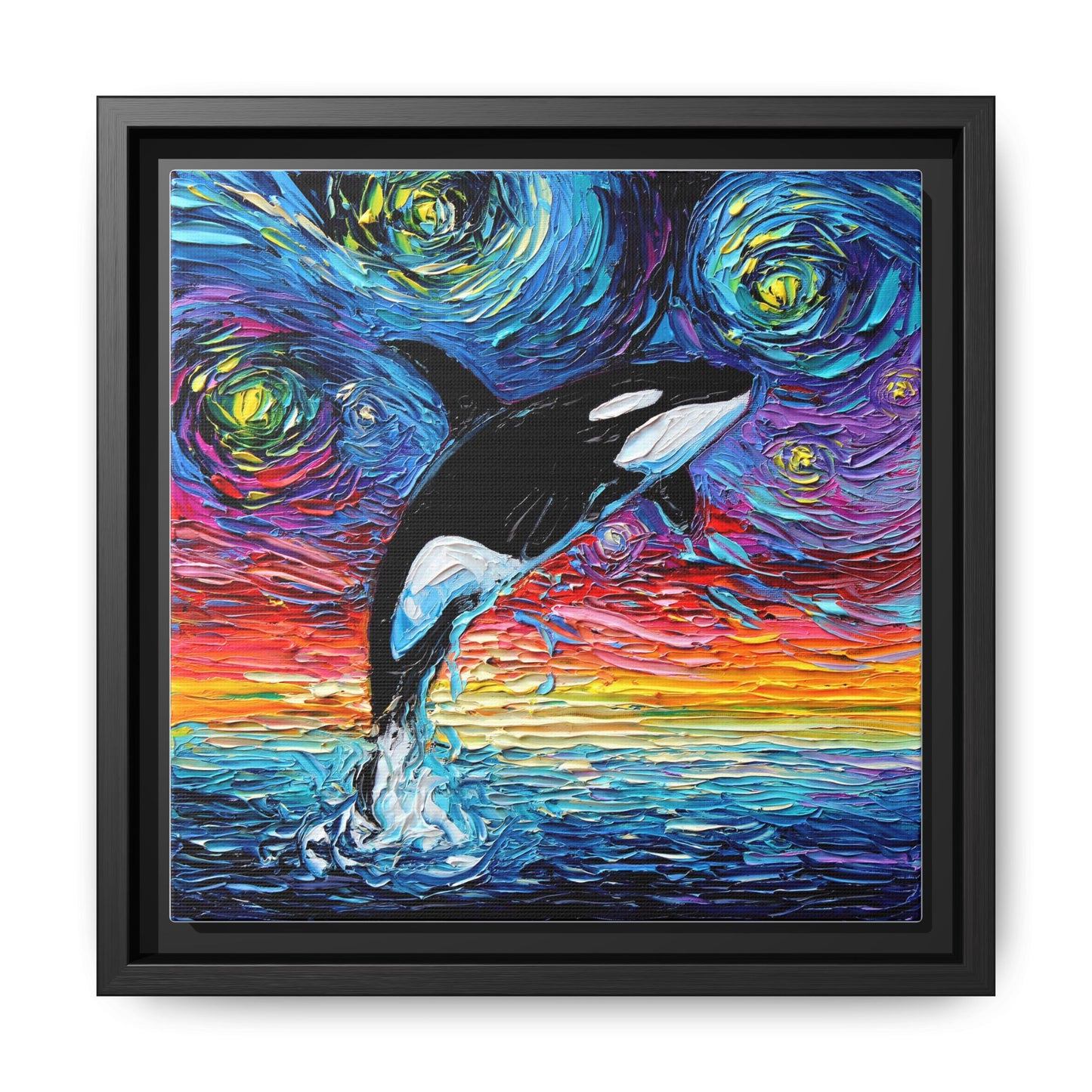 "Orca Night" Framed Canvas Wall Art