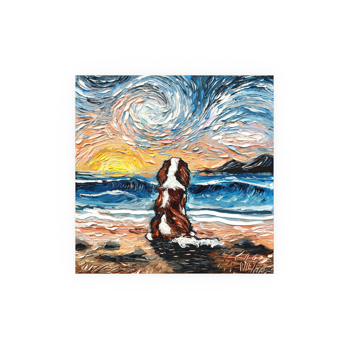 "Beach Day - Blenheim Spaniel" Wall Art Paper Print