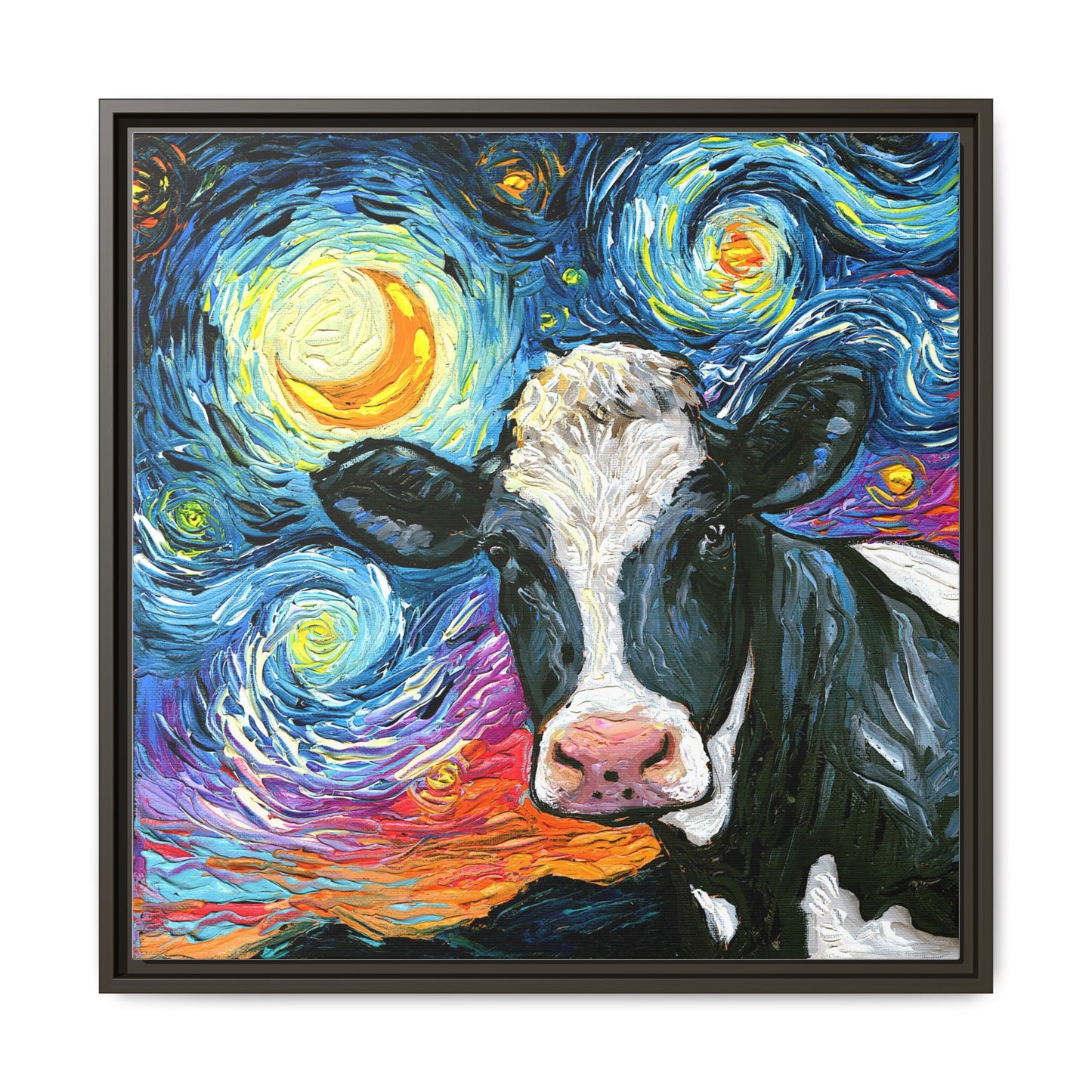 "Holstein Night" Framed Canvas Wall Art