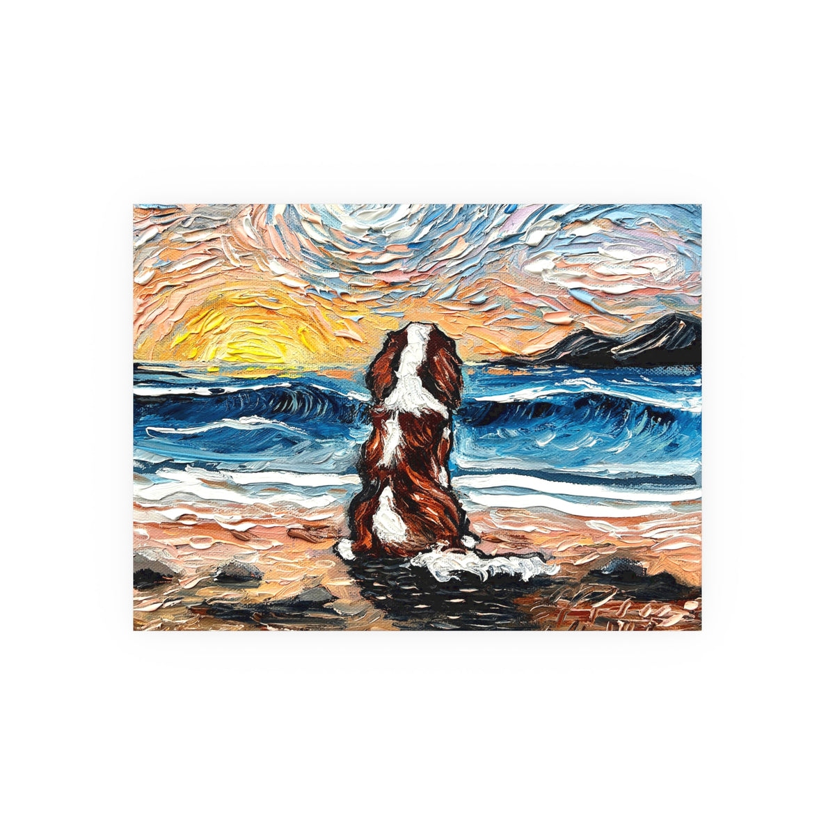 "Beach Day - Blenheim Spaniel" Wall Art Paper Print