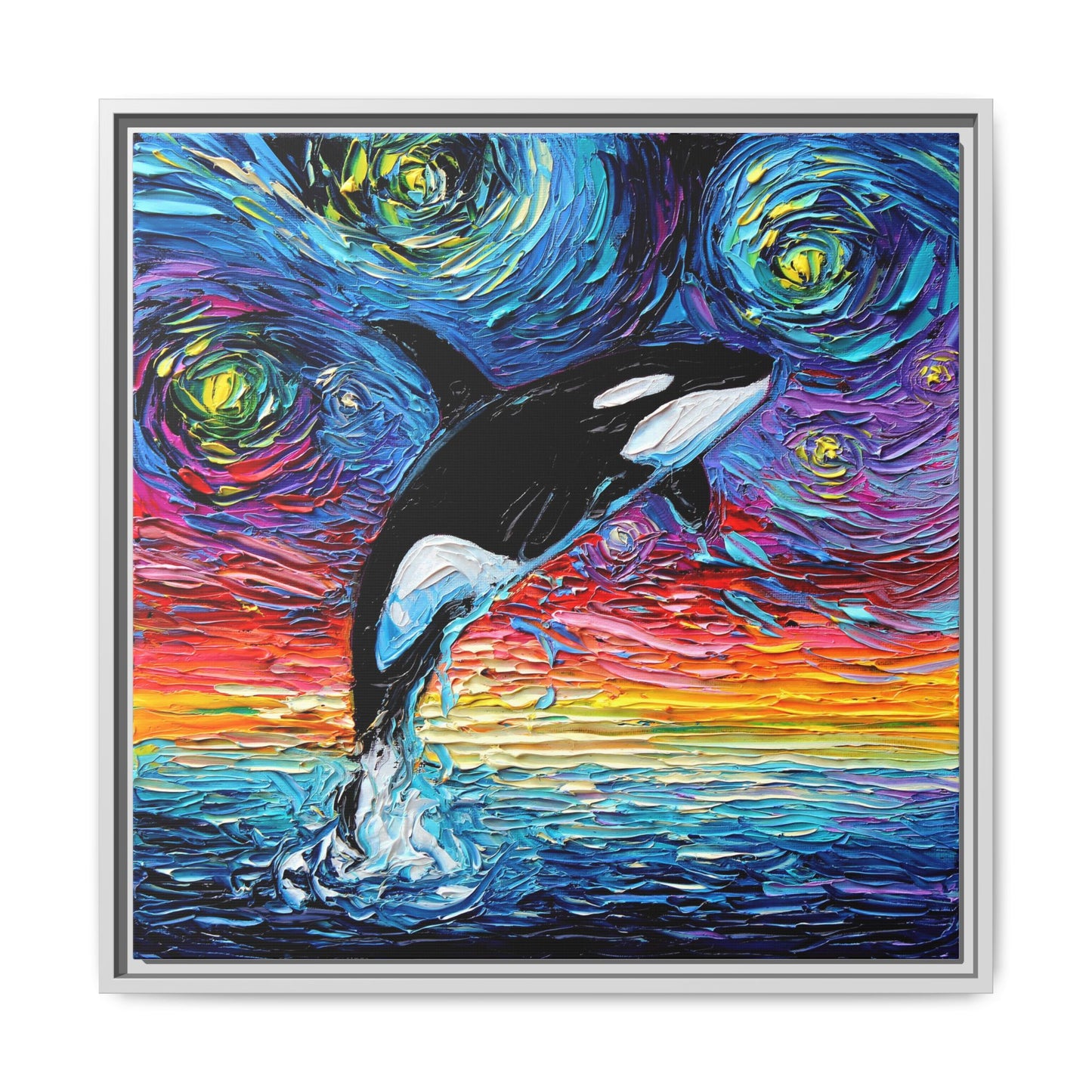 "Orca Night" Framed Canvas Wall Art