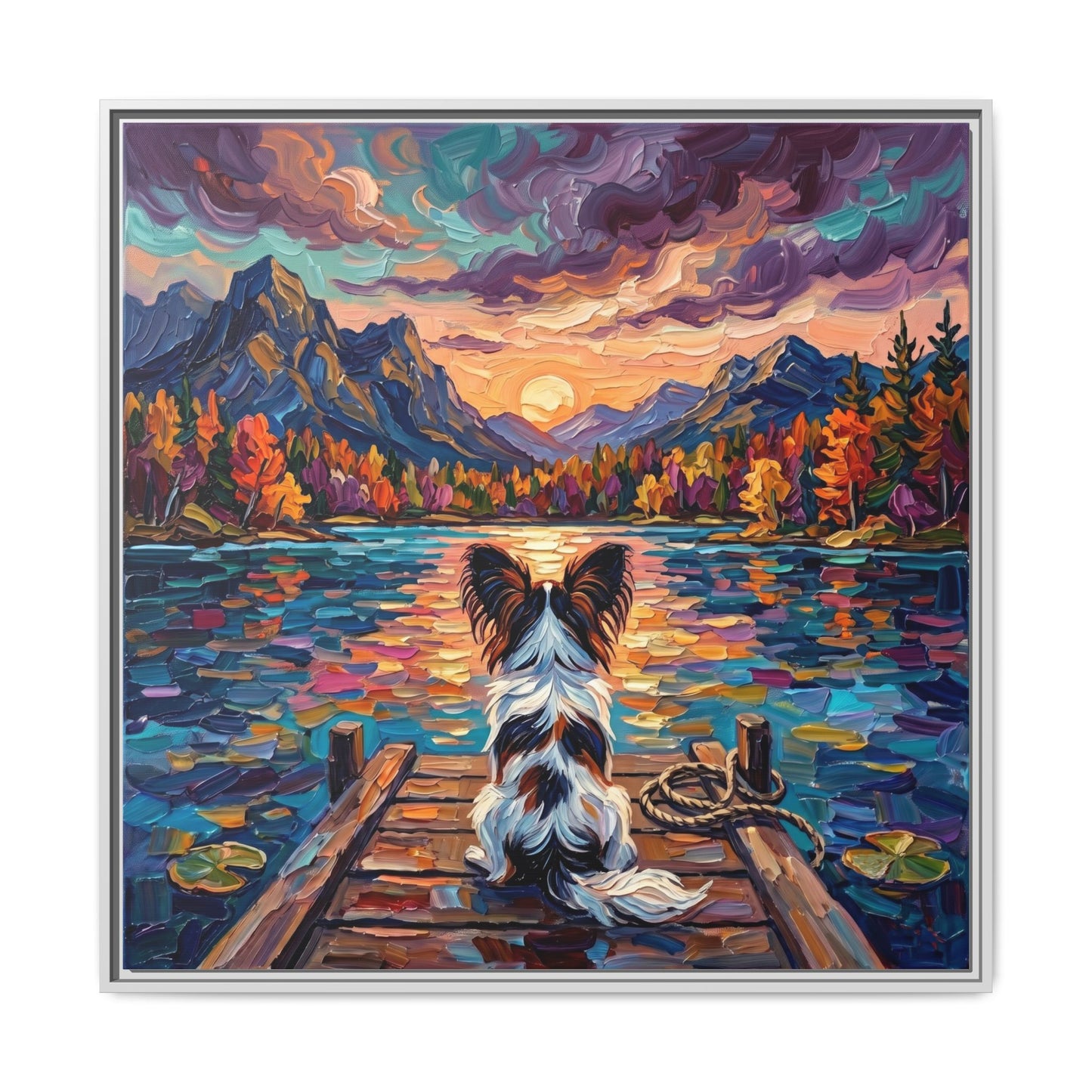 "On The Dock - Papillon" Framed Canvas Wall Art