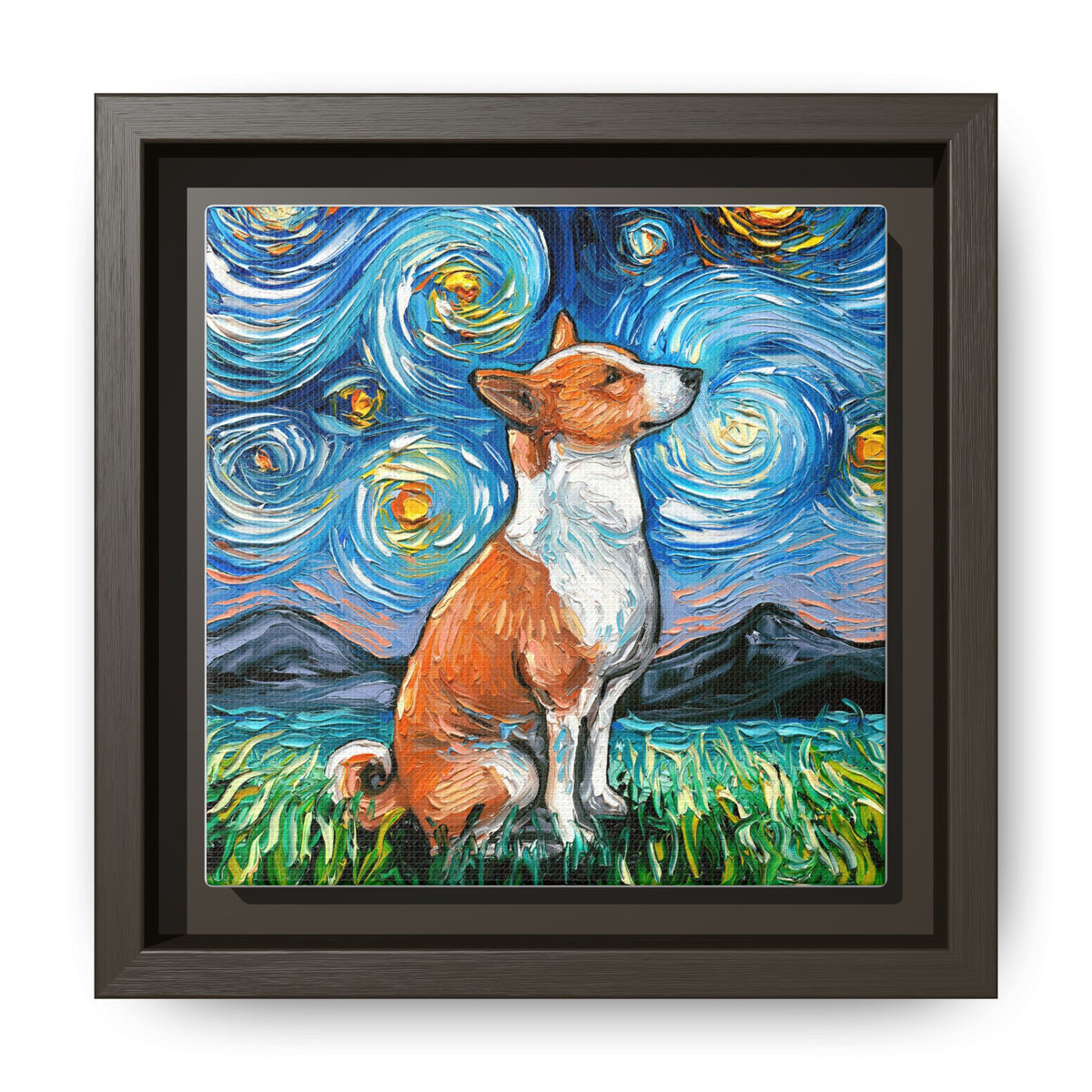 "Basenji Night" Framed Canvas Wall Art
