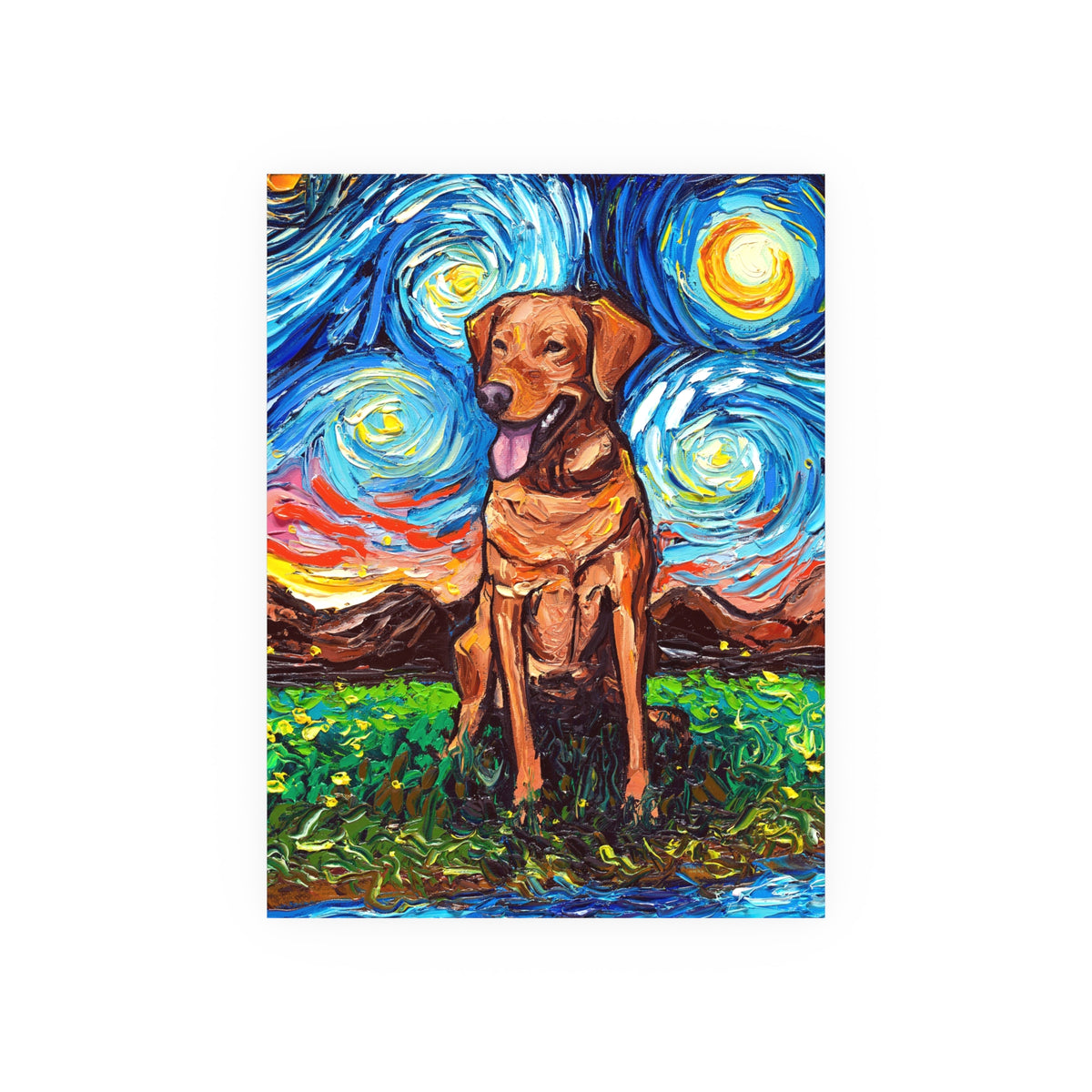 "Fox Red Labrador Night" Wall Art Paper Print
