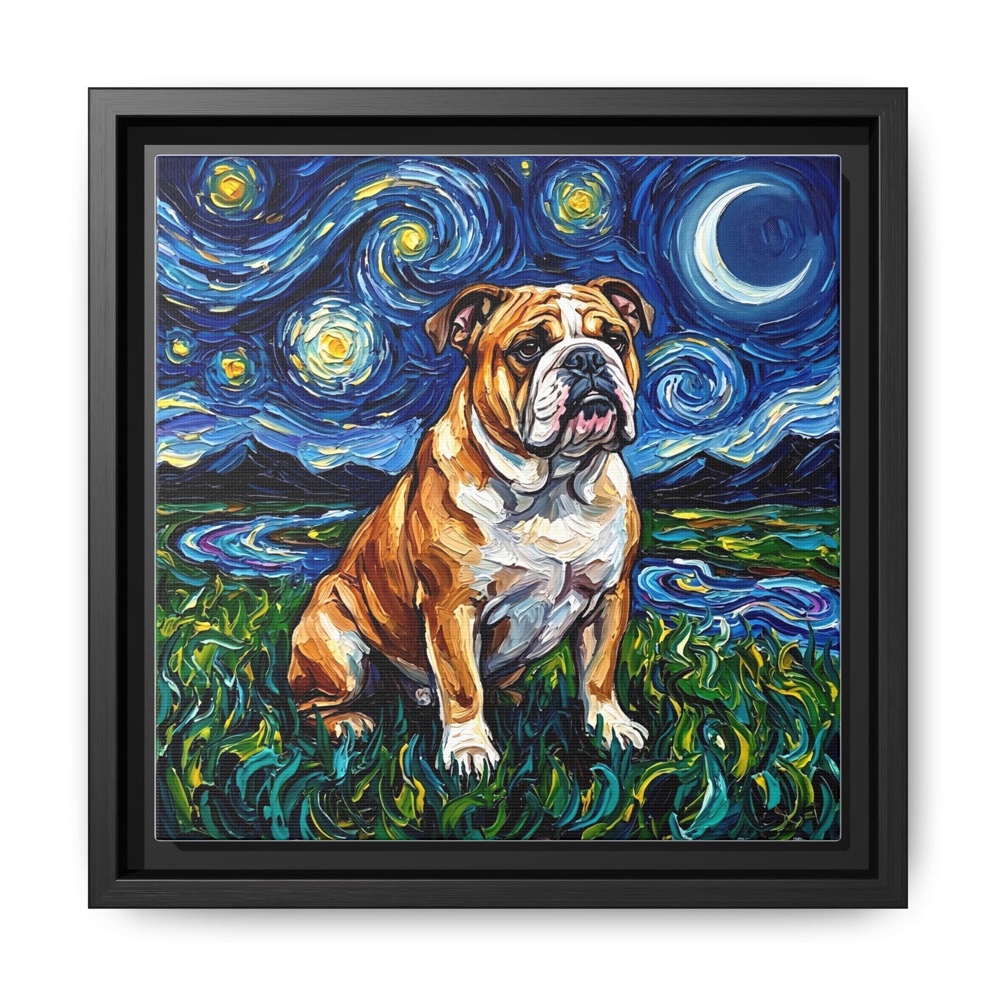 "Bulldog Night" Framed Canvas Wall Art
