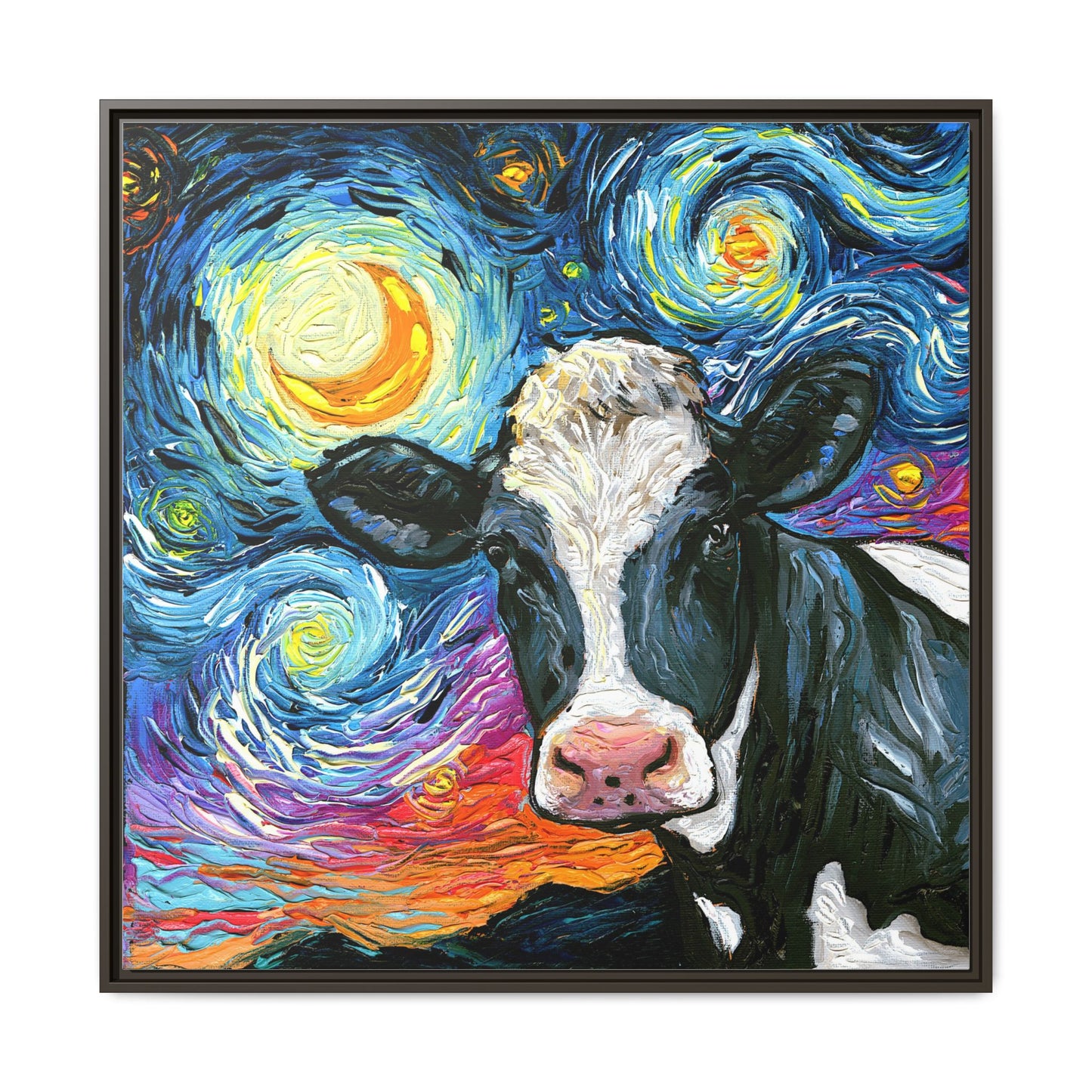 "Holstein Night" Framed Canvas Wall Art