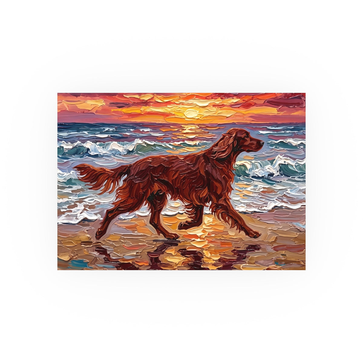 "Beach Day - Irish Setter" Wall Art Paper Print