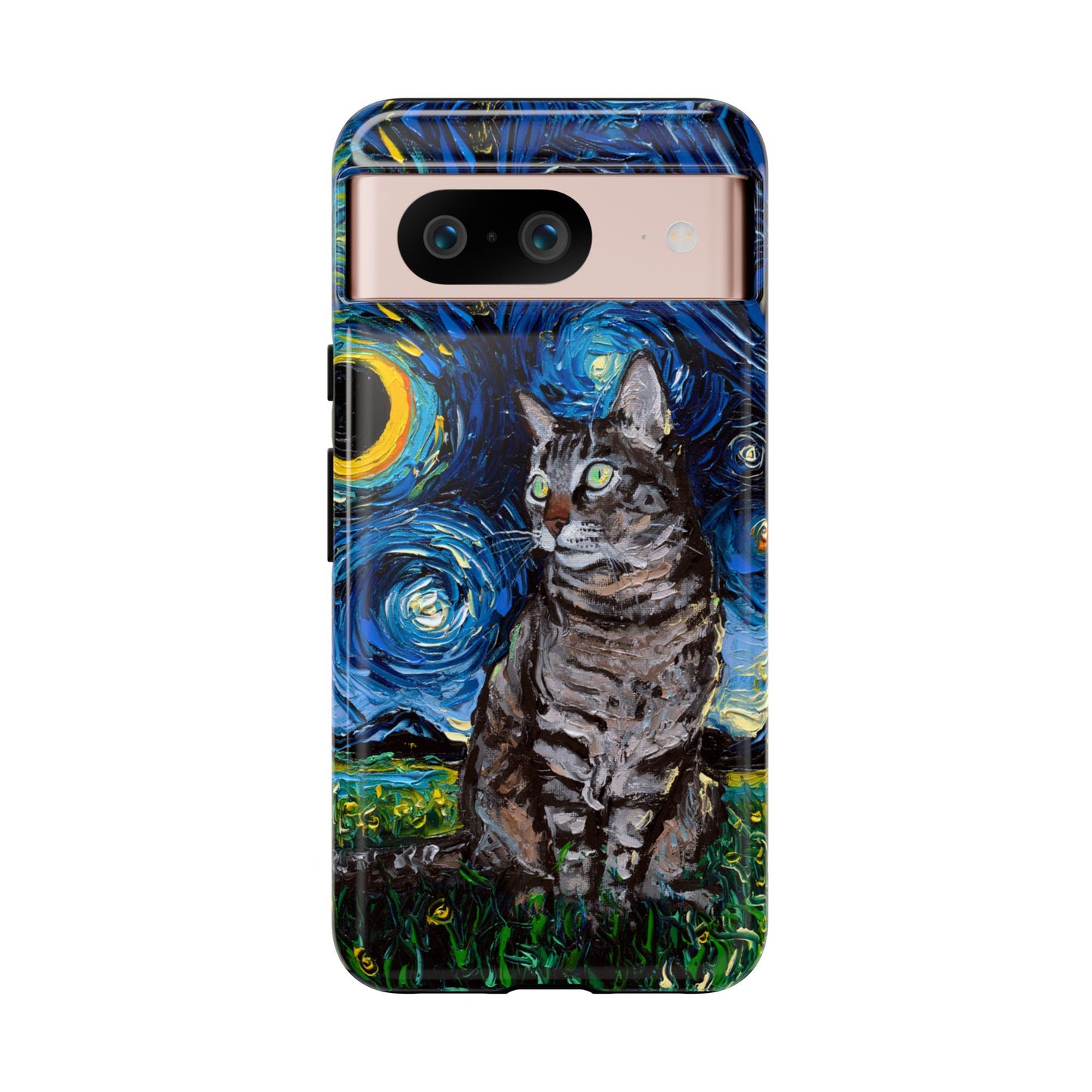 Tabby Cat Starry Night Art Phone Case