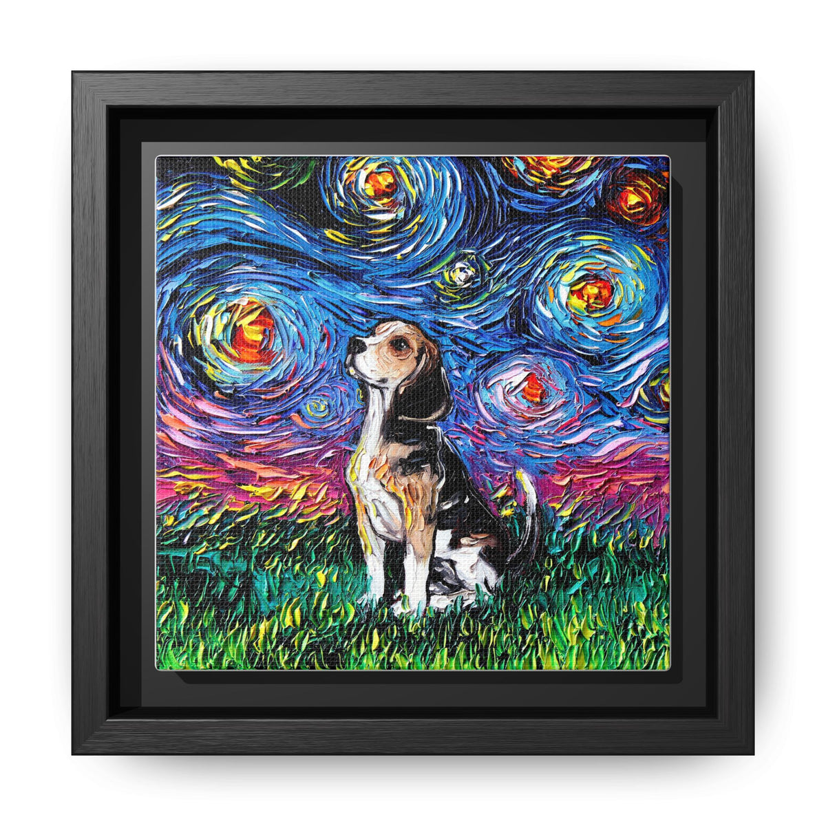 "Beagle Night" Framed Canvas Wall Art