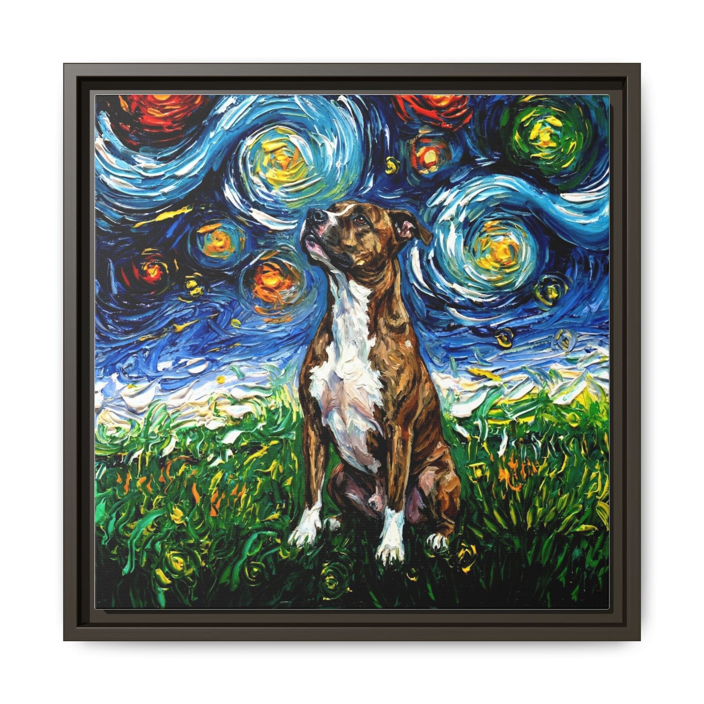 "Brindle Staffordshire Night" Framed Canvas Wall Art