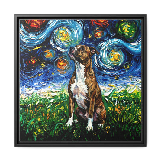"Brindle Staffordshire Night" Framed Canvas Wall Art