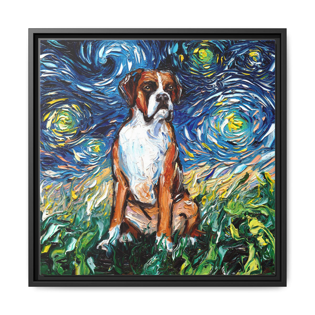 "Boxer Night" Framed Canvas Wall Art
