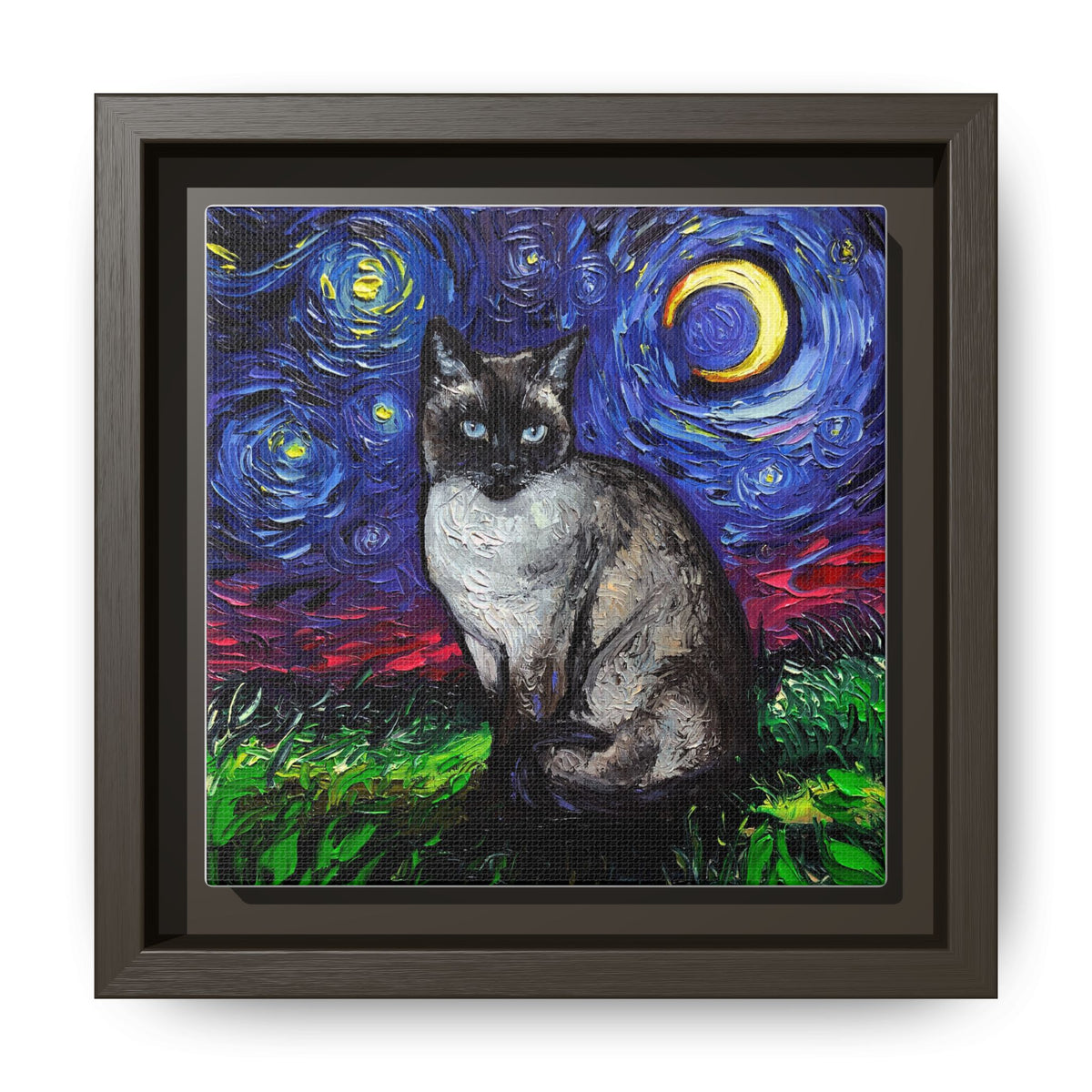 "Siamese Night" Framed Canvas Wall Art