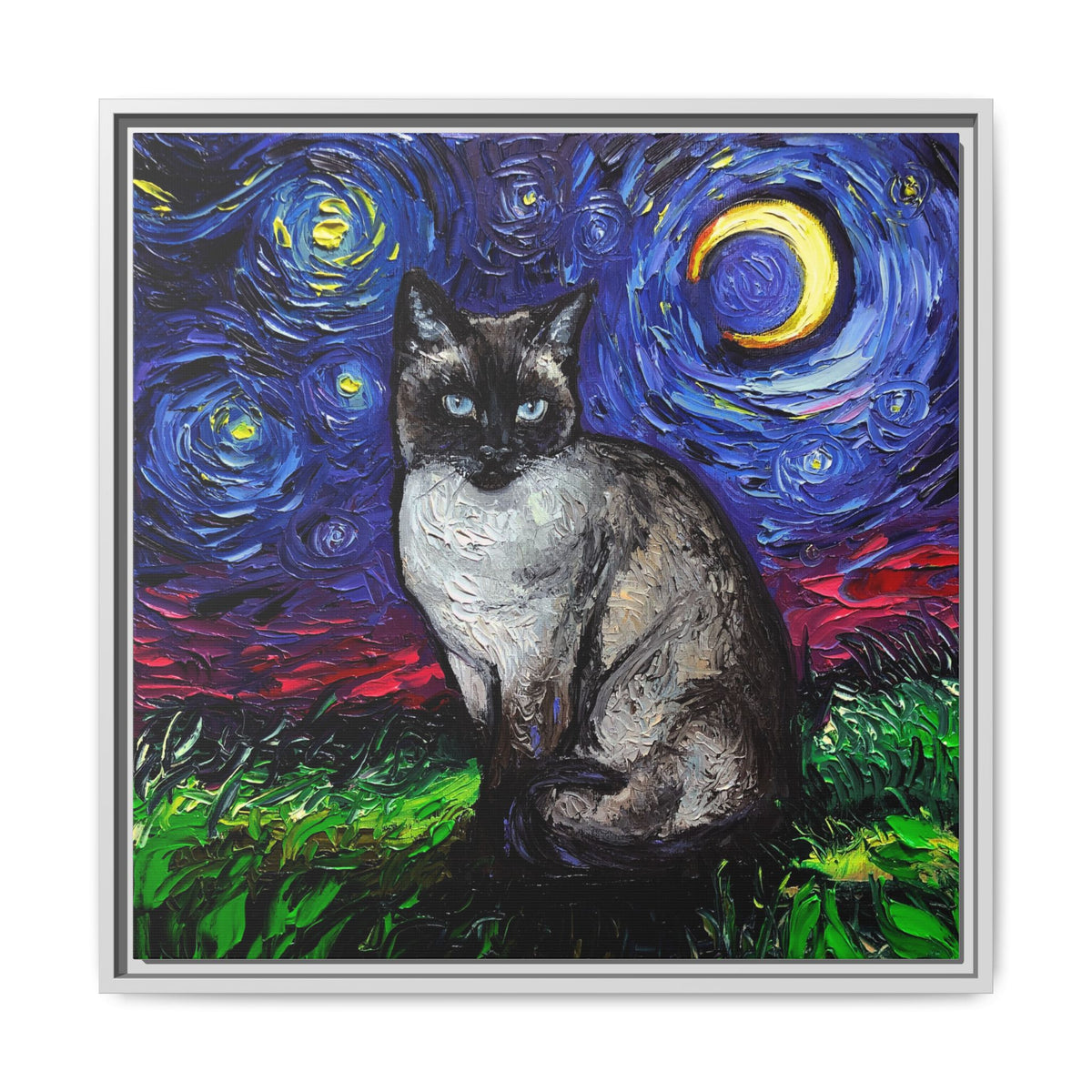 "Siamese Night" Framed Canvas Wall Art