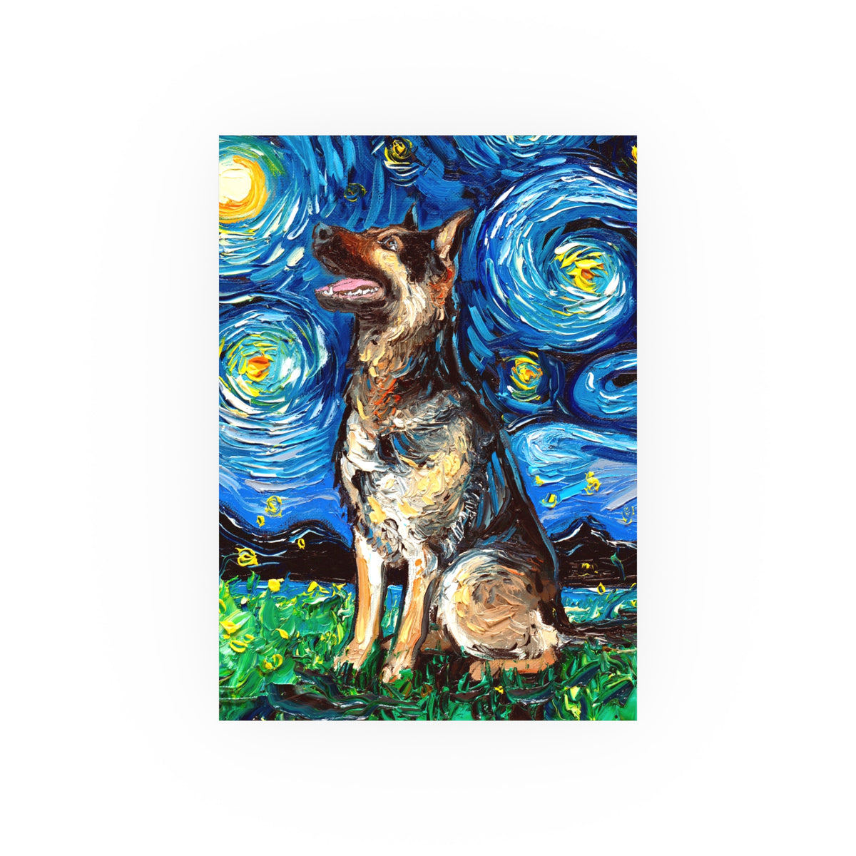 "German Shepherd Night" Wall Art Paper Print