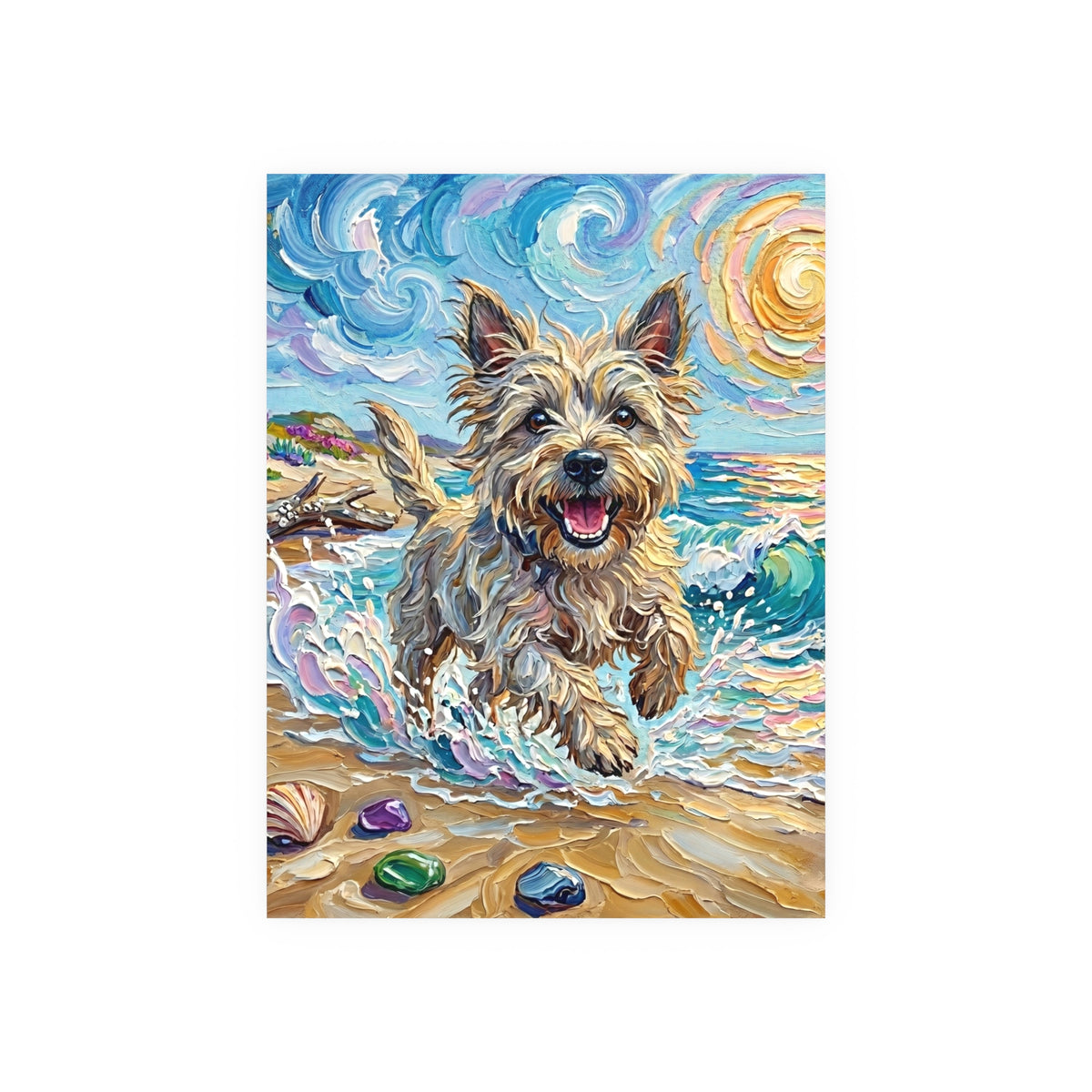 "Beach Day - Cairn Terrier" Wall Art Paper Print