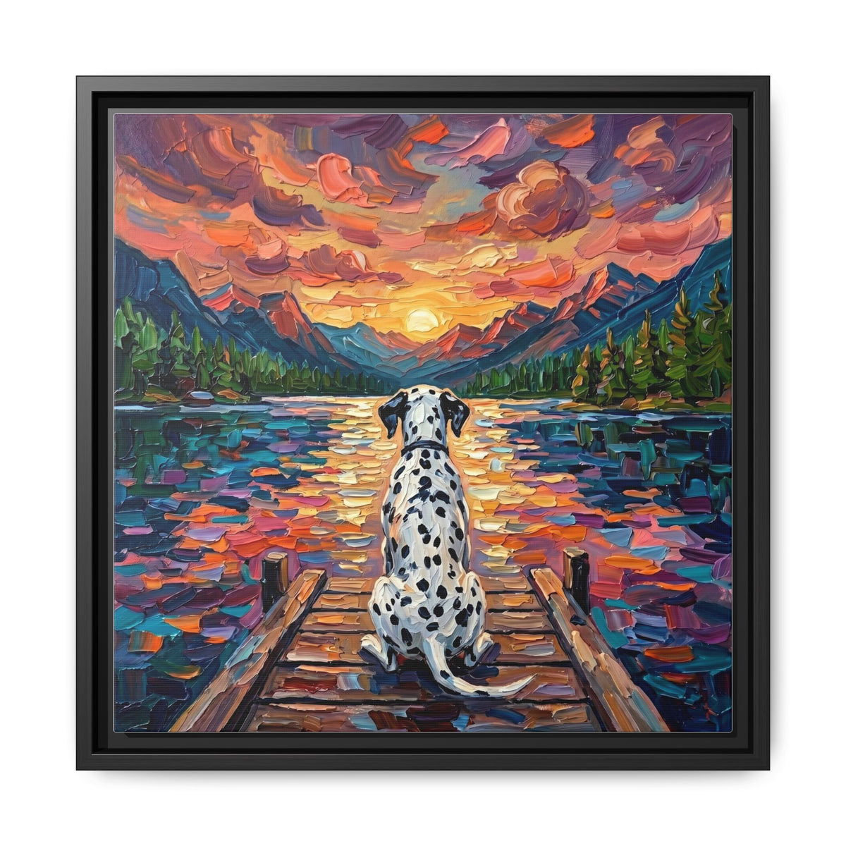 "On The Dock - Dalmatian" Framed Canvas Wall Art