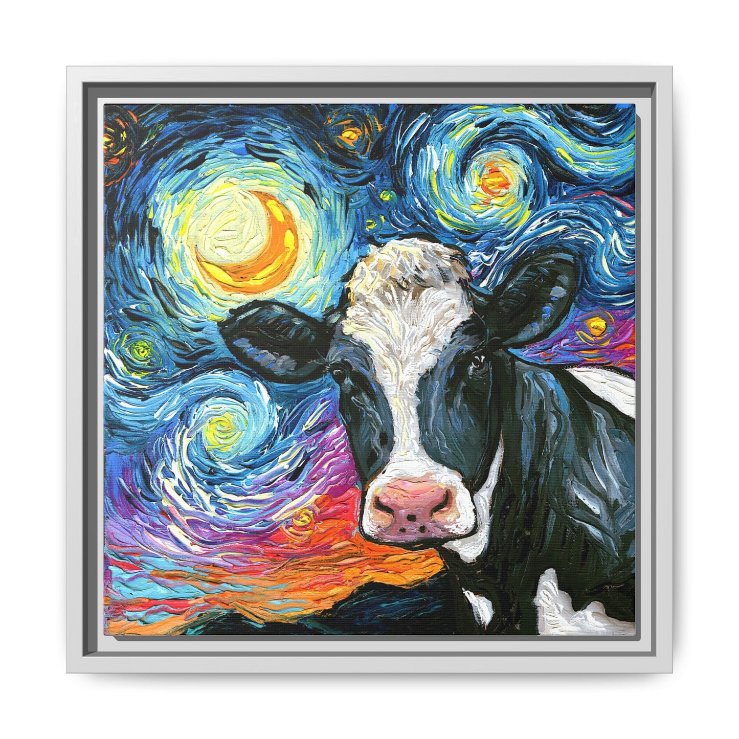 "Holstein Night" Framed Canvas Wall Art