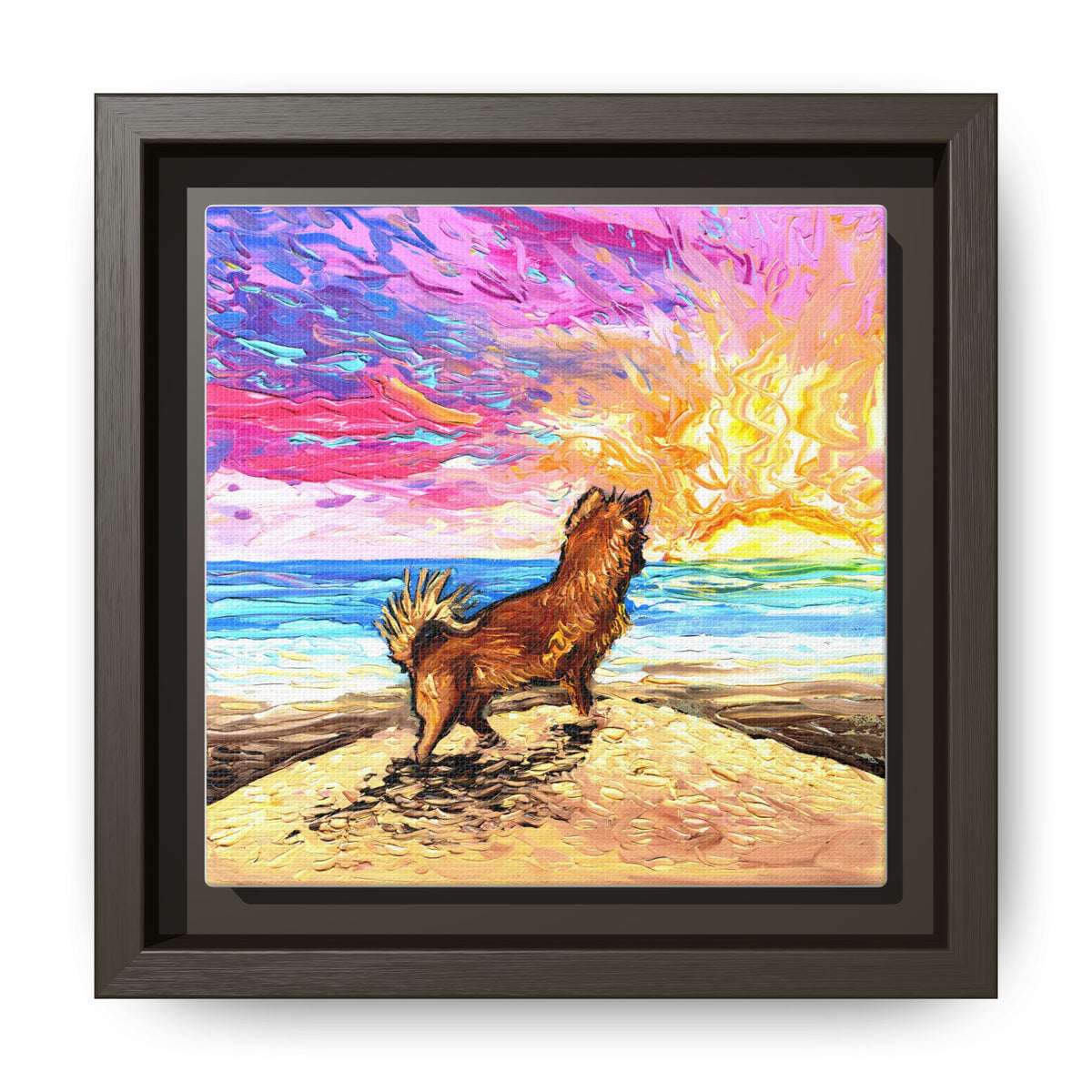 "Beach Days - Chihuahua" Framed Canvas Wall Art