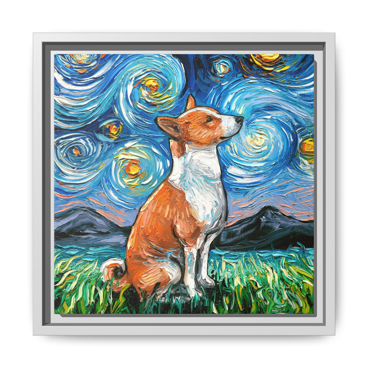 "Basenji Night" Framed Canvas Wall Art