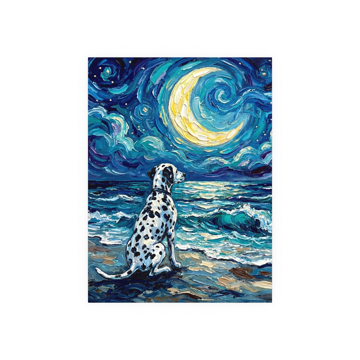 "Beach Night - Dalmatian" Wall Art Paper Print