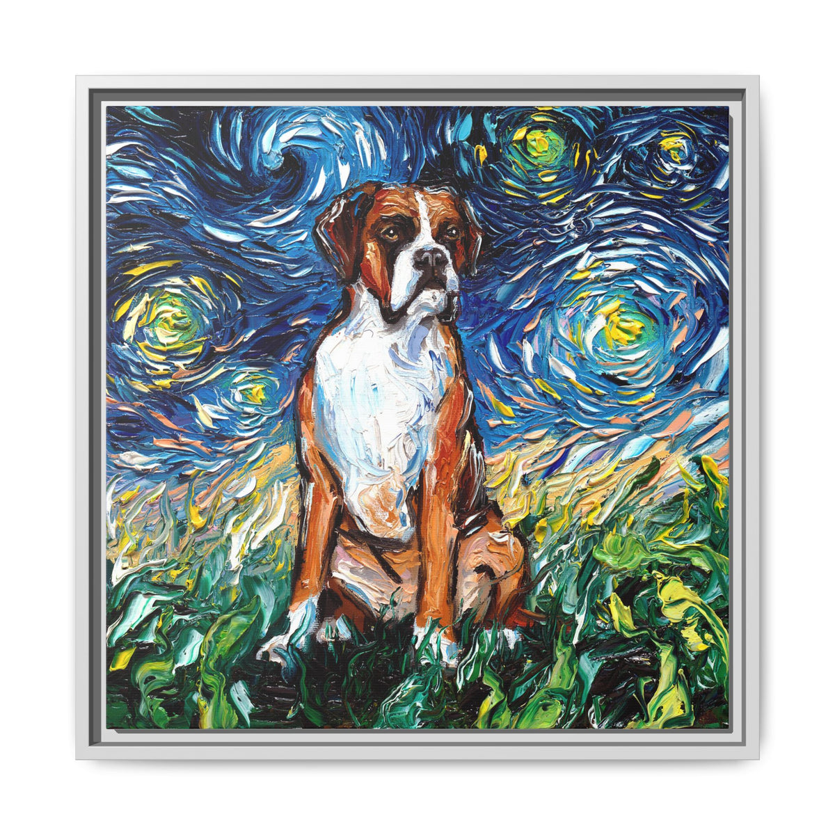 "Boxer Night" Framed Canvas Wall Art