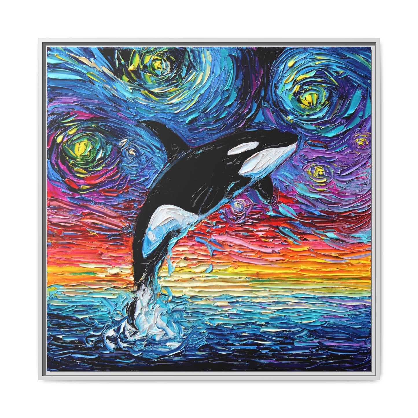 "Orca Night" Framed Canvas Wall Art