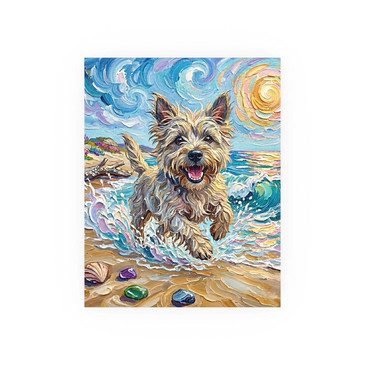 "Beach Day - Cairn Terrier" Wall Art Paper Print