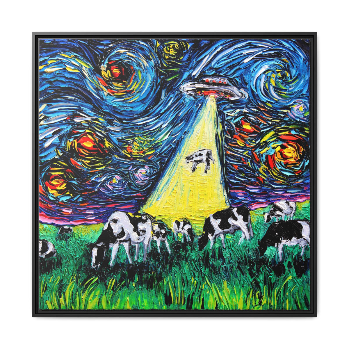 "van Gogh Was Never Abducted" Framed Canvas Wall Art