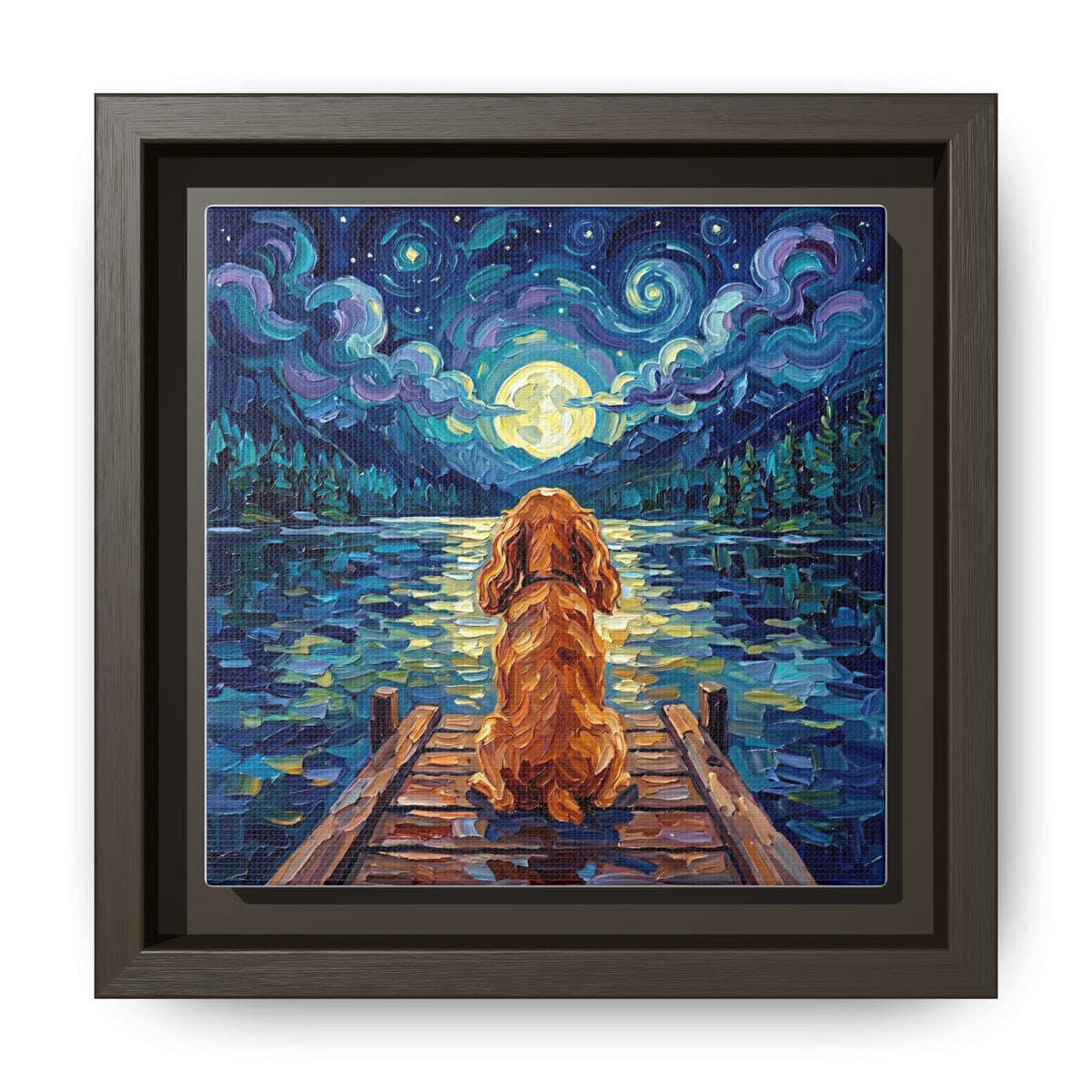 "On The Dock - Red Cocker Spaniel" Framed Canvas Wall Art