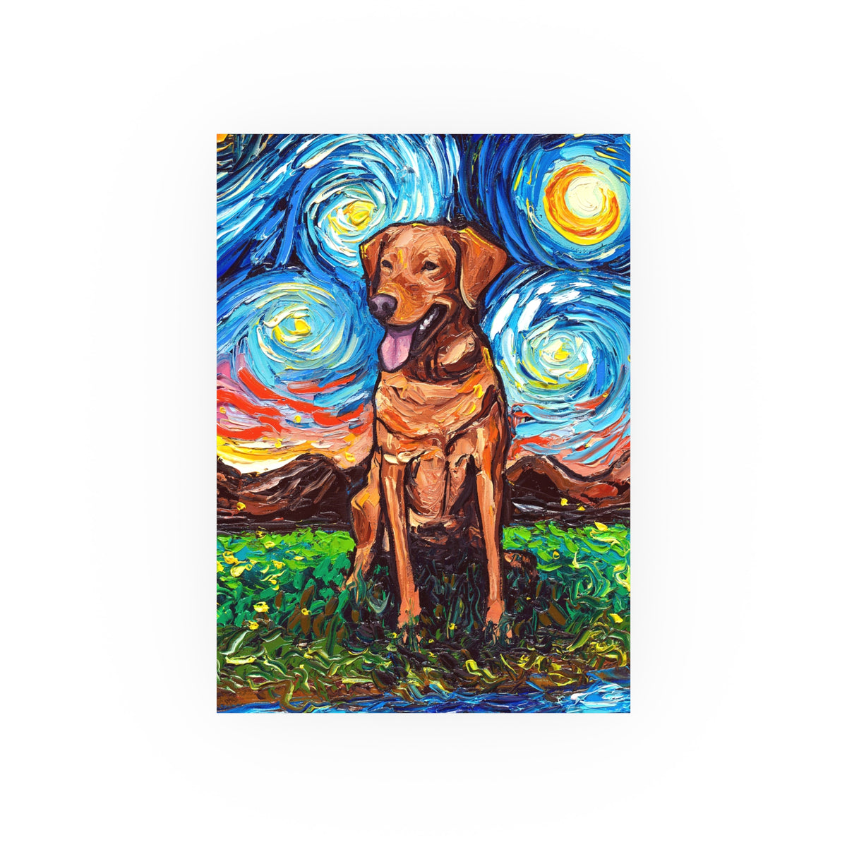 "Fox Red Labrador Night" Wall Art Paper Print