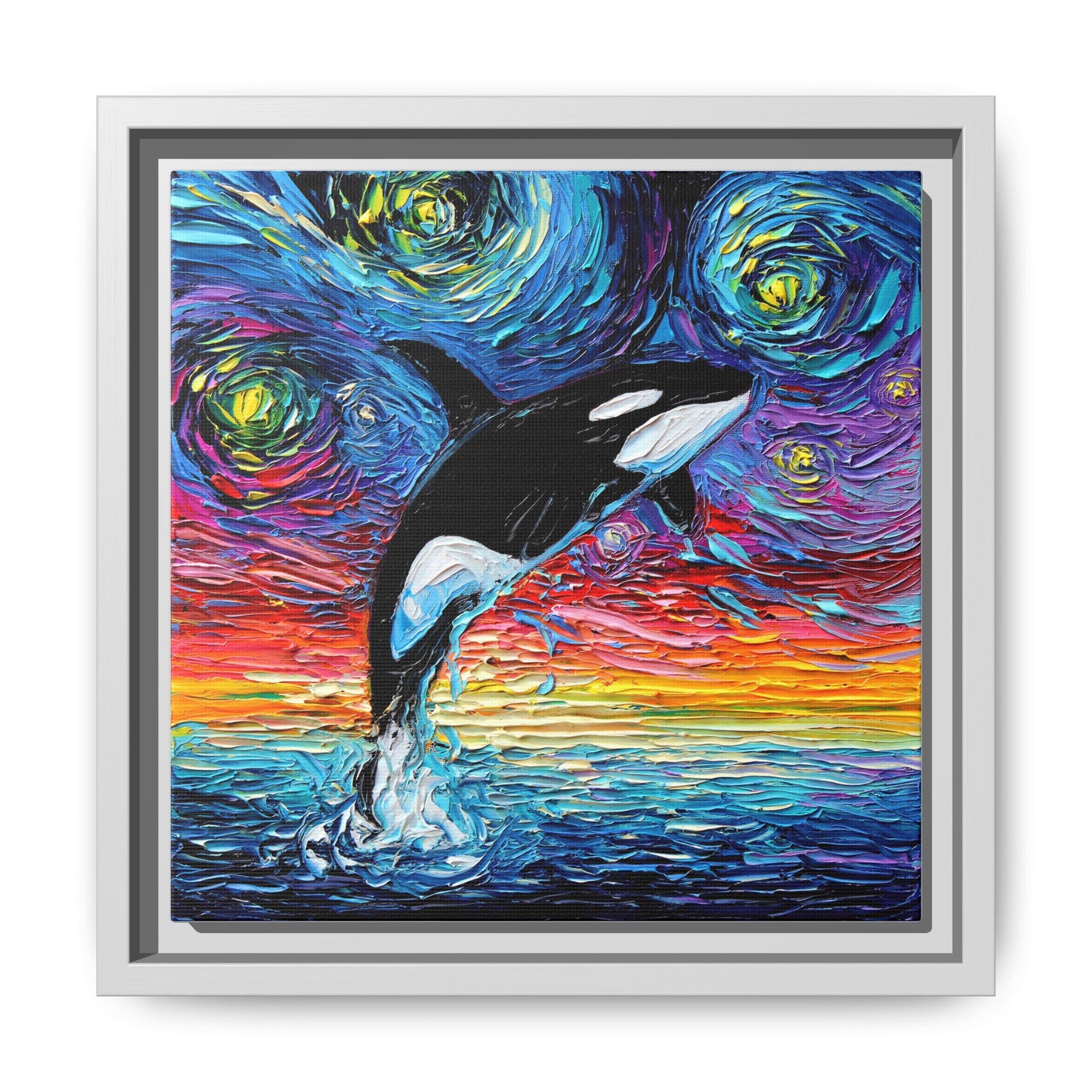 "Orca Night" Framed Canvas Wall Art