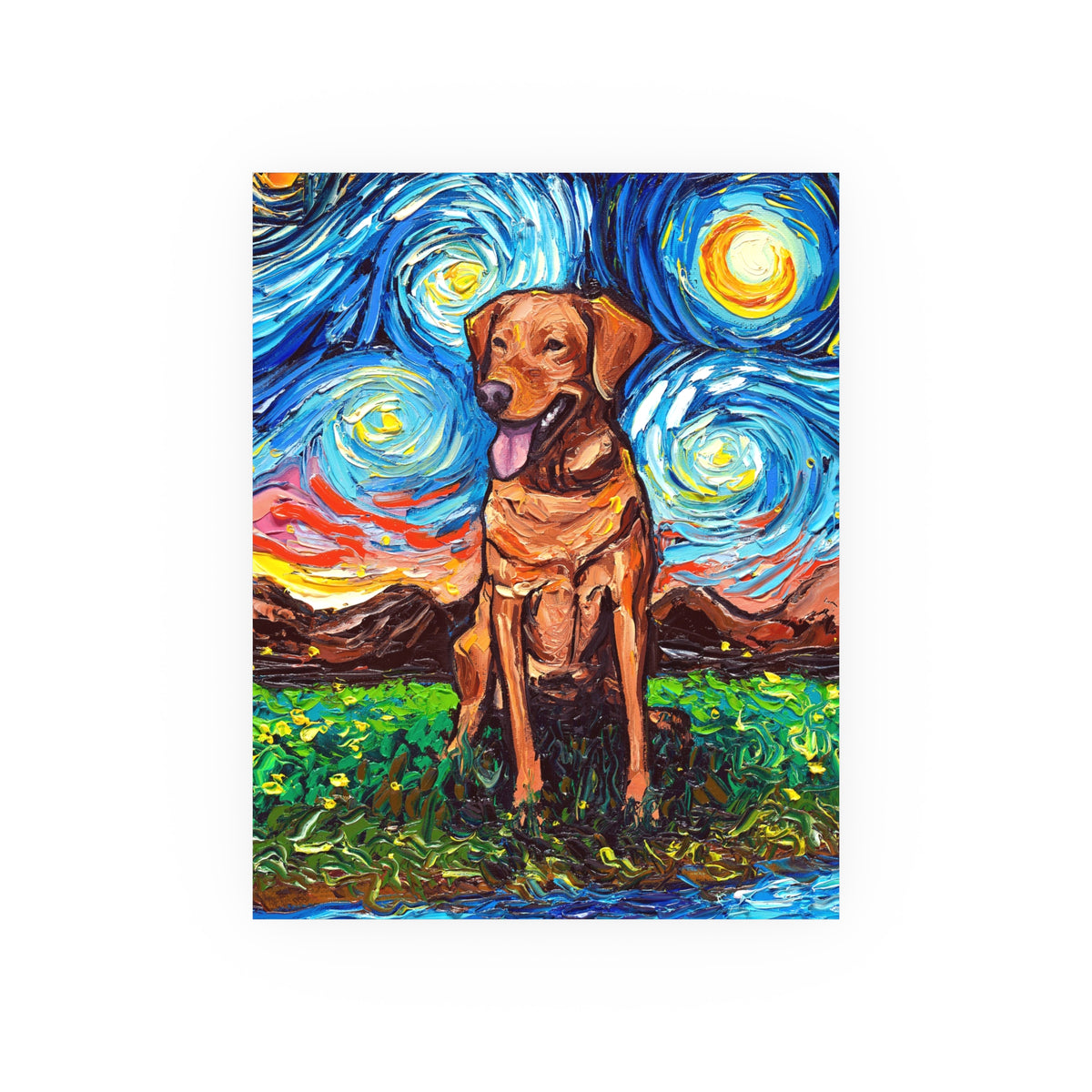 "Fox Red Labrador Night" Wall Art Paper Print