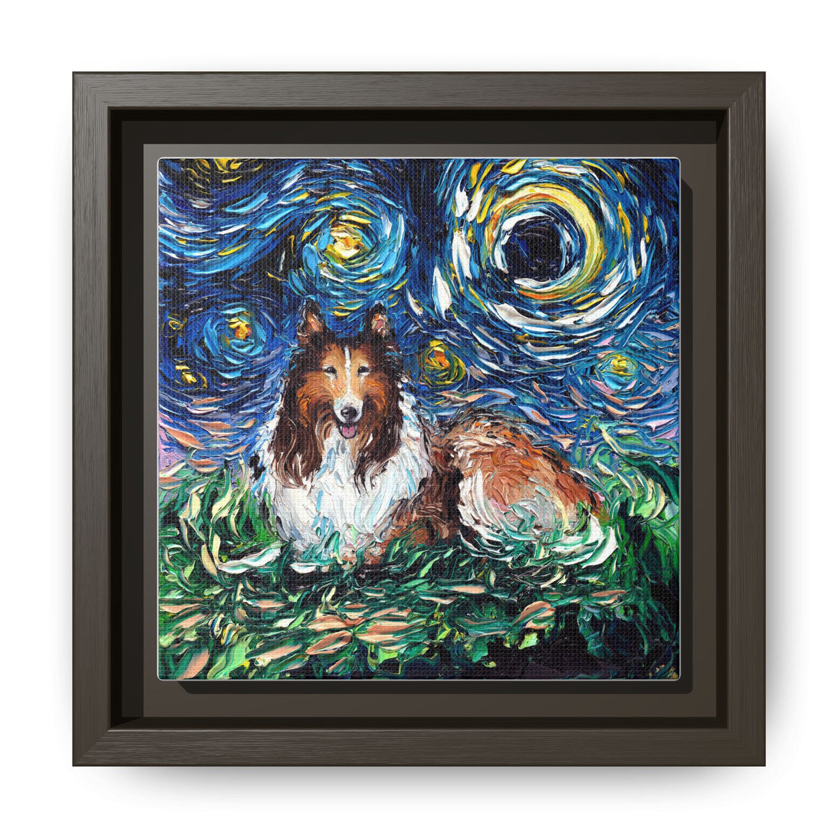 "Collie Night" Framed Canvas Wall Art