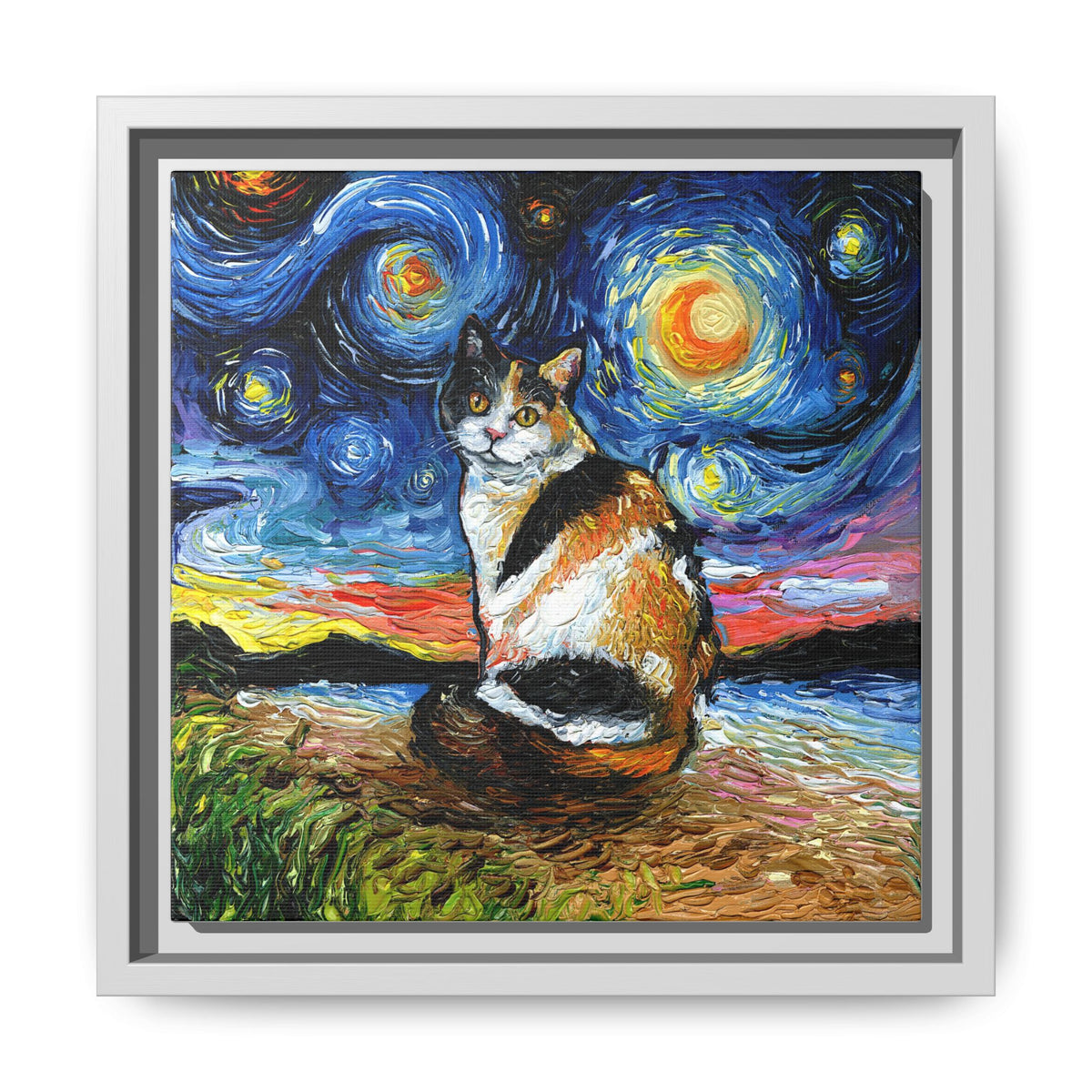"Calico Night" Framed Canvas Wall Art