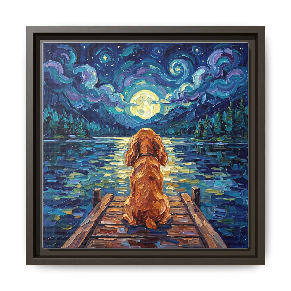 "On The Dock - Red Cocker Spaniel" Framed Canvas Wall Art