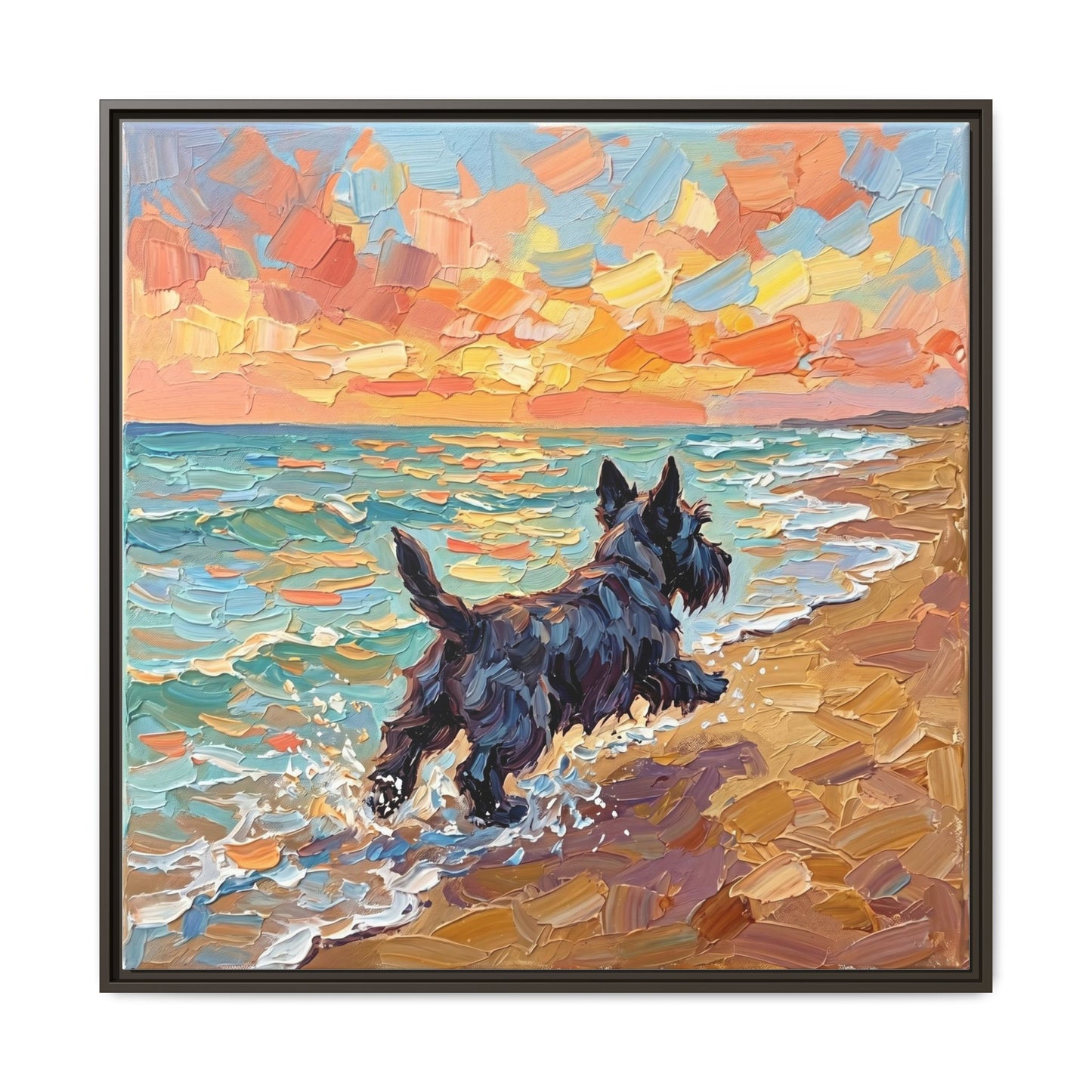 "Beach Day - Scottie" Framed Canvas Wall Art
