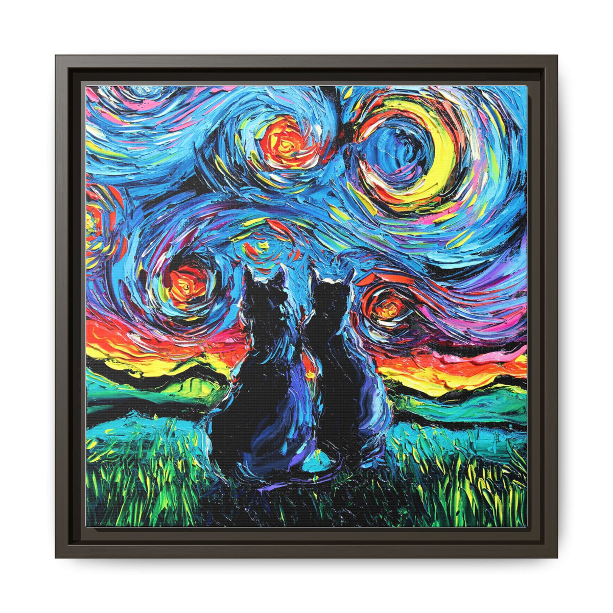 "van Gogh's Cats" Framed Canvas Wall Art